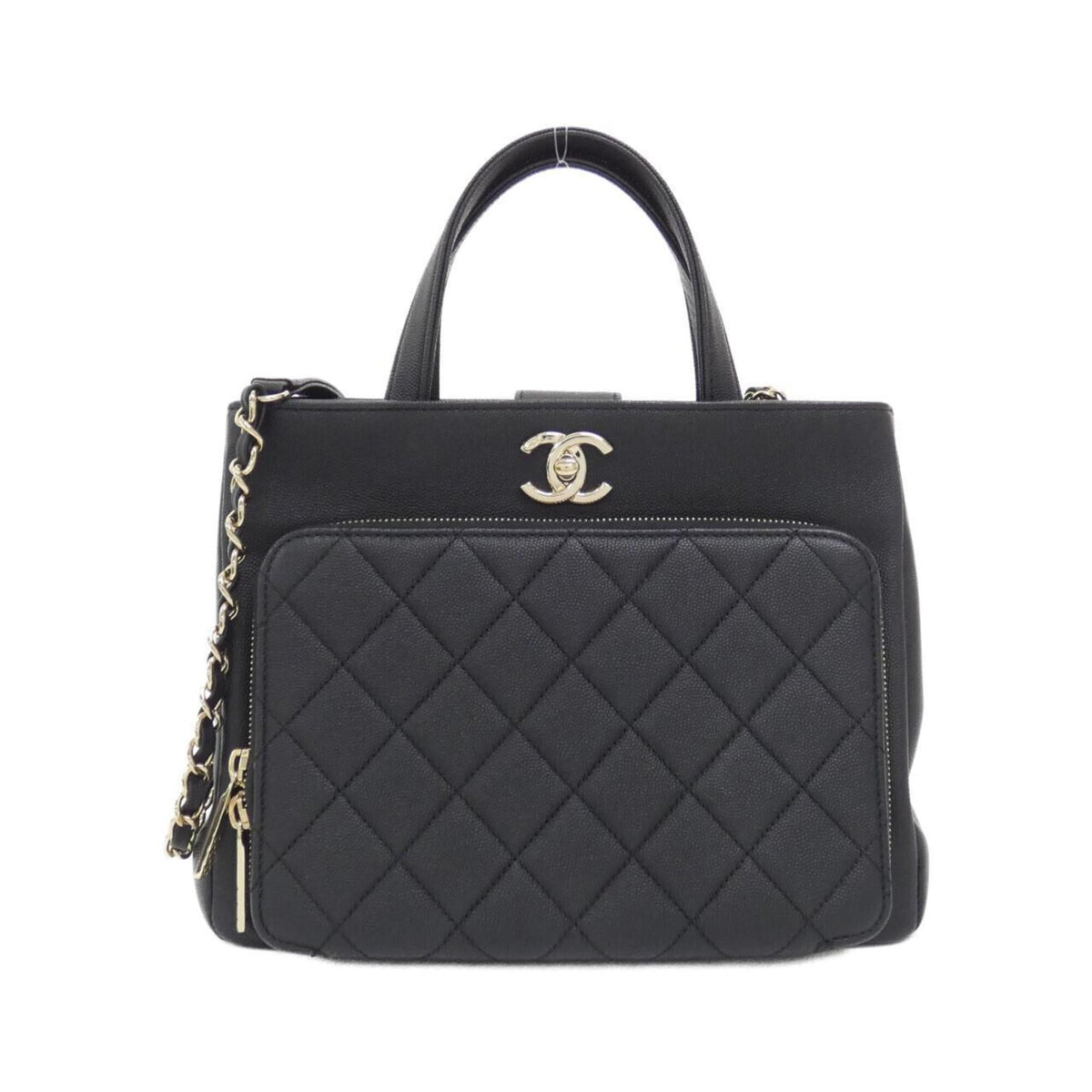 Chanel Black Bordeaux Grained Calfskin Handbag (Pre-Owned)
