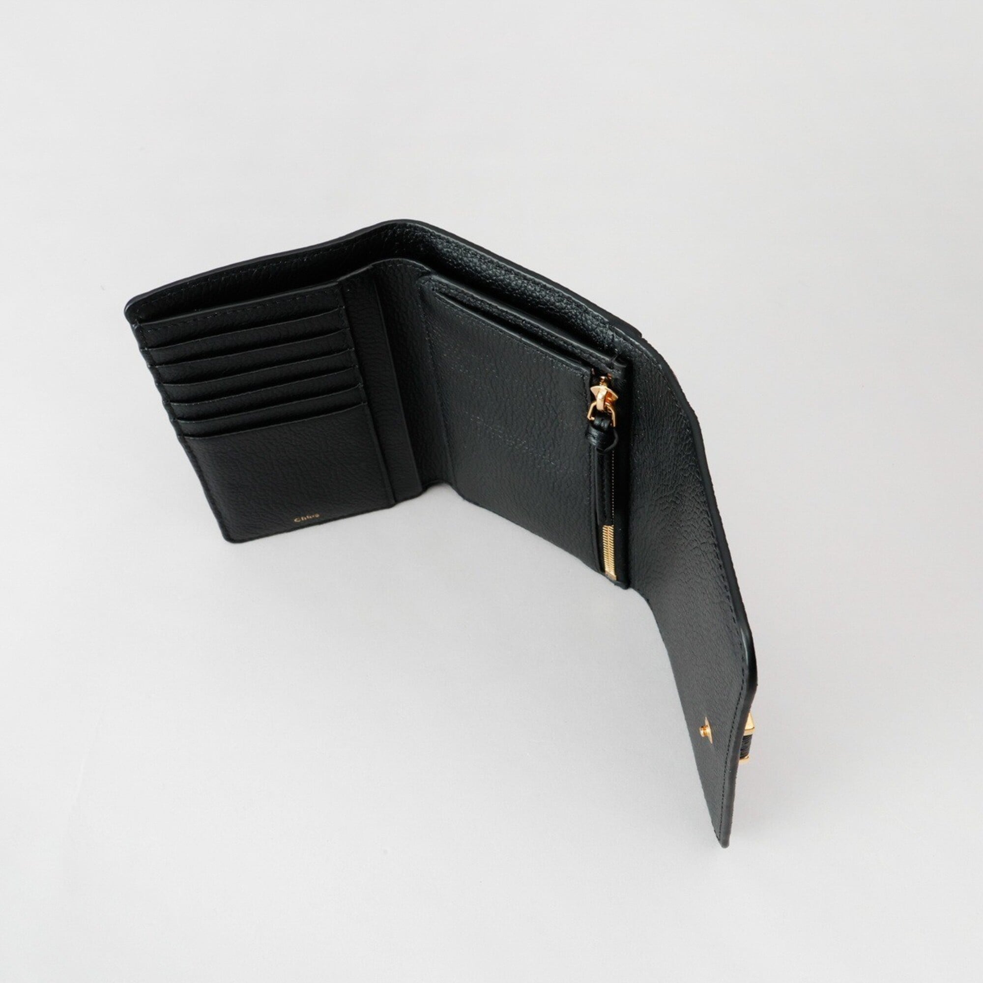 Chloé Marcie Black Leather Wallet (Tri-Fold) (Pre-Owned)
