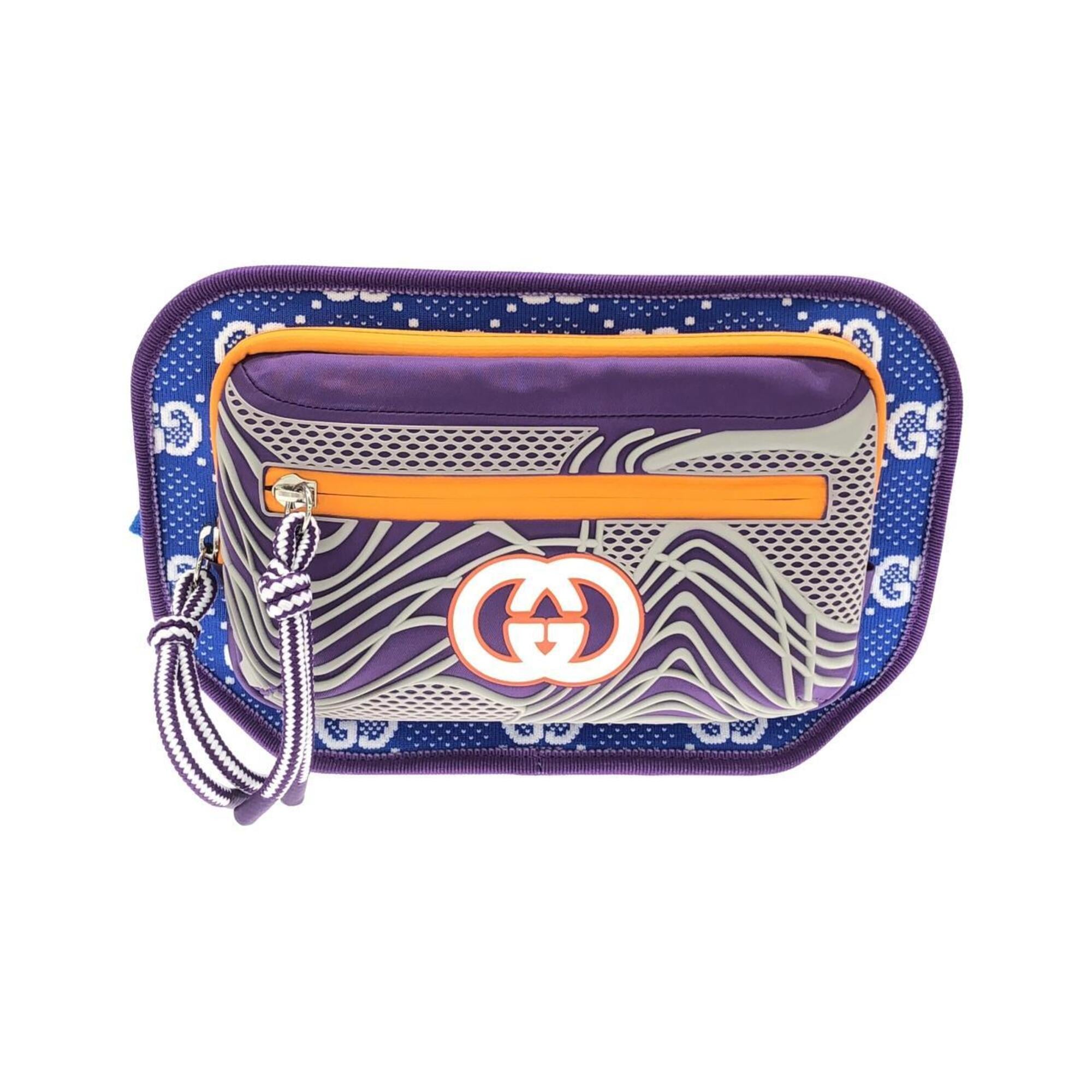 Gucci Blue Silver Nylon Rubber Canvas Shoulder Bag (Pre-Owned)