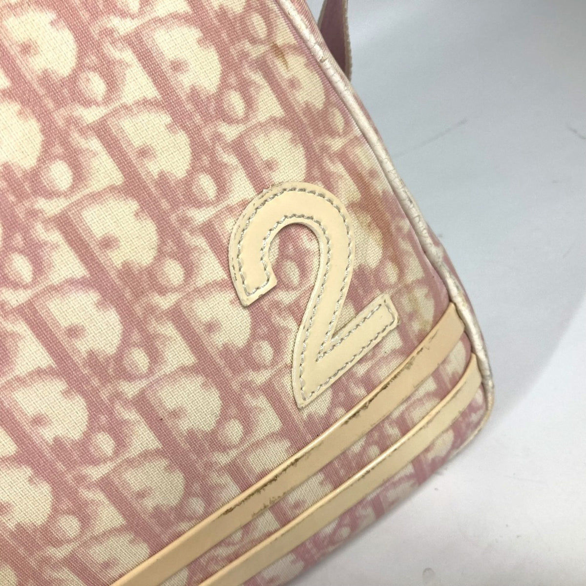 Christian Dior Trotter Pink White Pvc Leather Shoulder Bag (Pre-Owned)