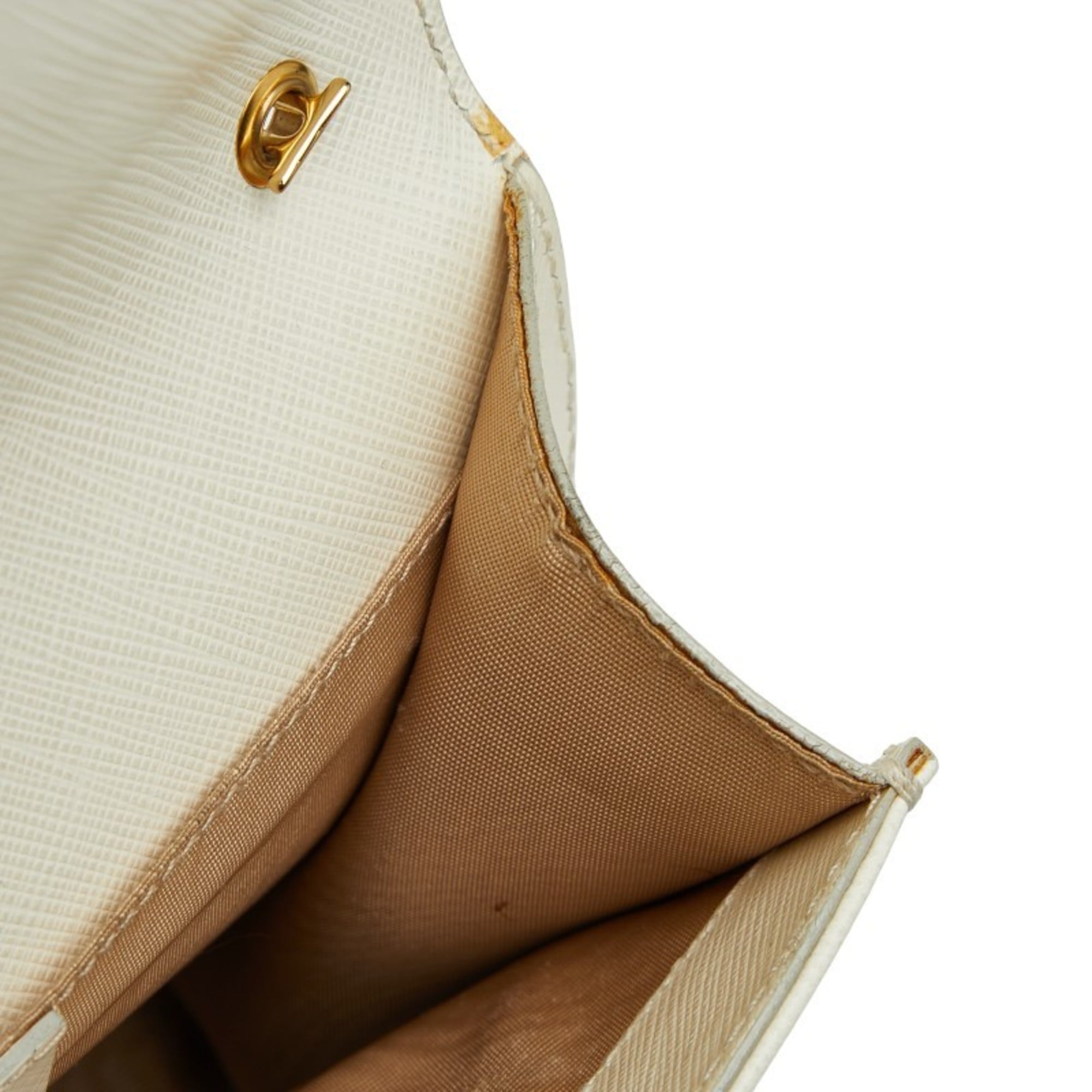 Salvatore Ferragamo Off-White White Leather Shoulder Bag (Pre-Owned)