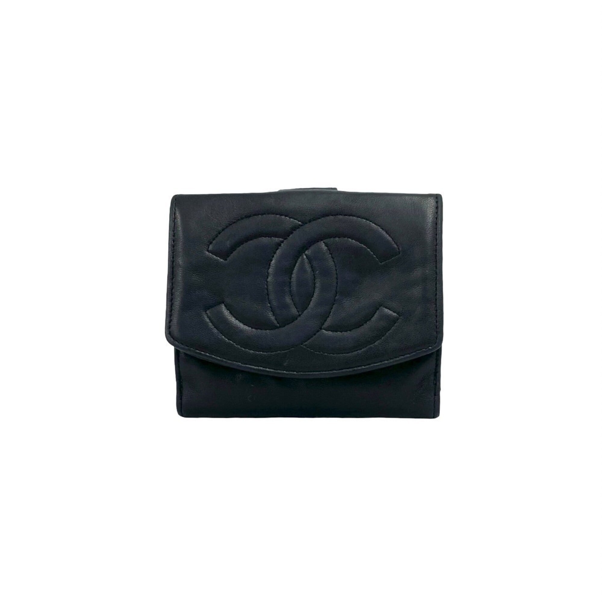 Chanel Black Leather Wallet (Bi-Fold) (Pre-Owned)
