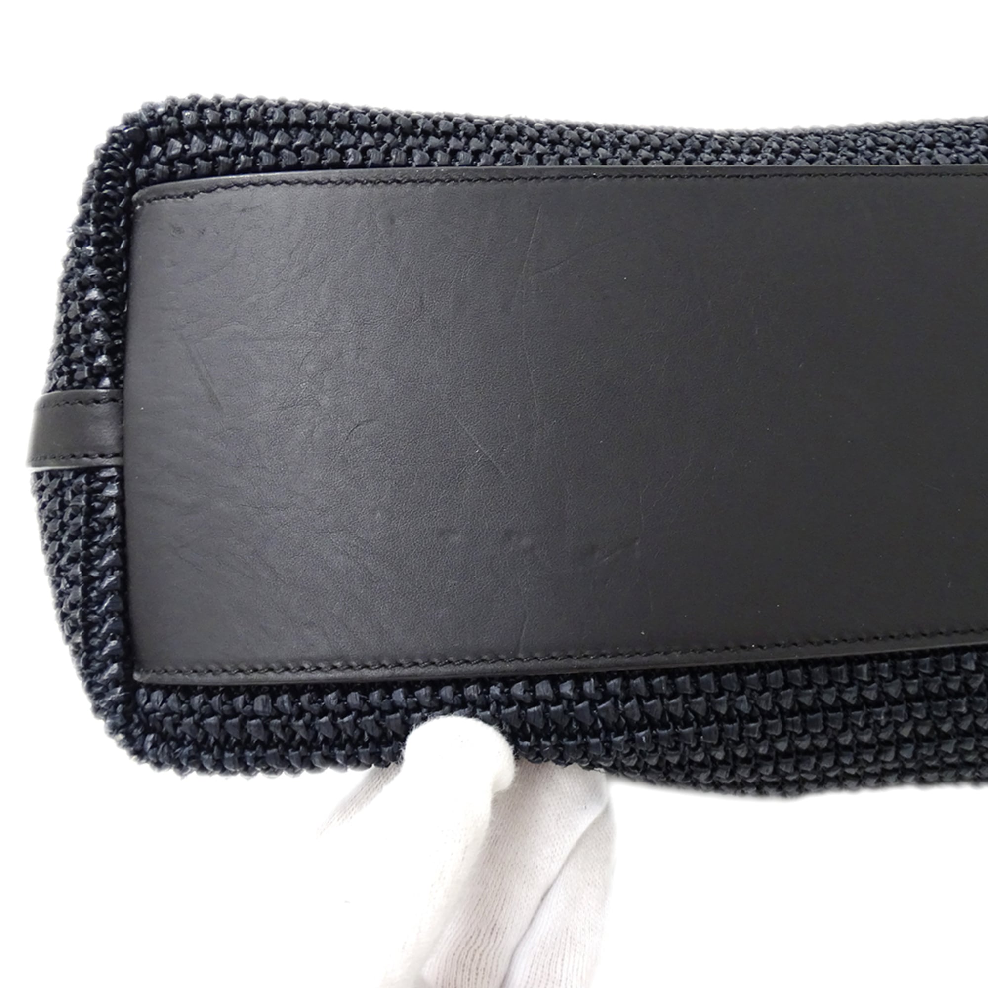 Saint Laurent Black Raffia Handbag Tote Bag (Pre-Owned)
