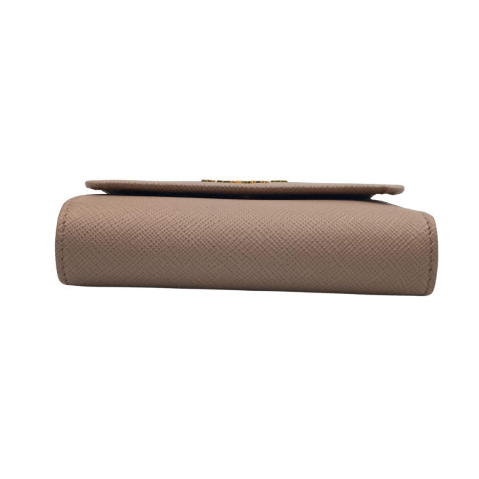 Prada Beige Saffiano Metal Wallet (Tri-Fold) (Pre-Owned)