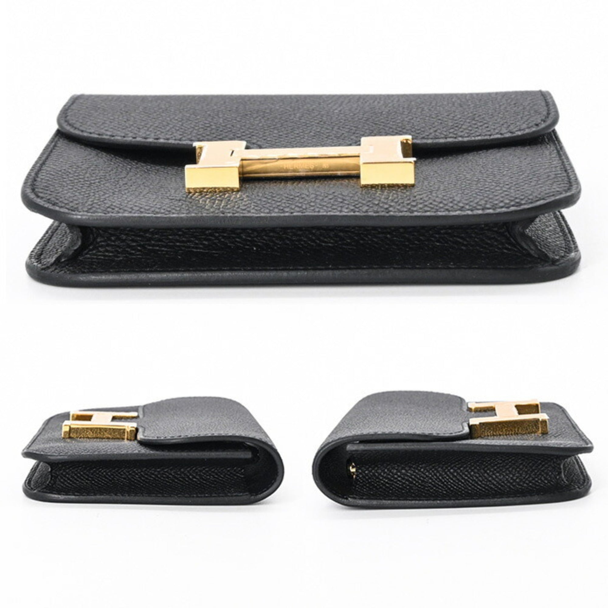 Hermes Constance Black Epsom Leather Wallet (Bi-Fold) (Pre-Owned)