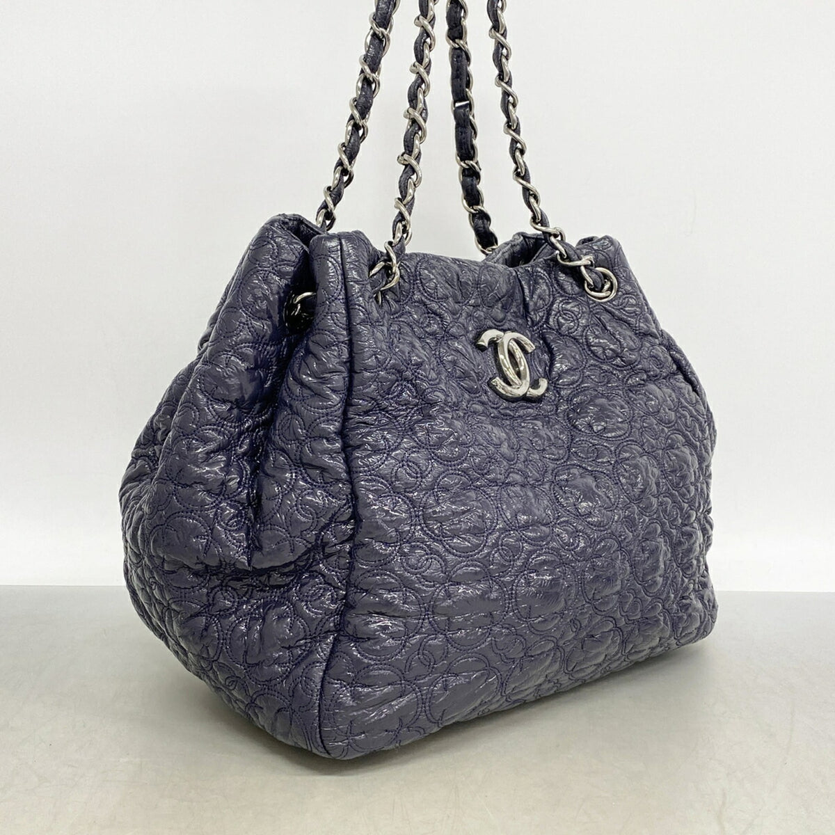 Chanel Navy Leather Shoulder Bag (Pre-Owned)