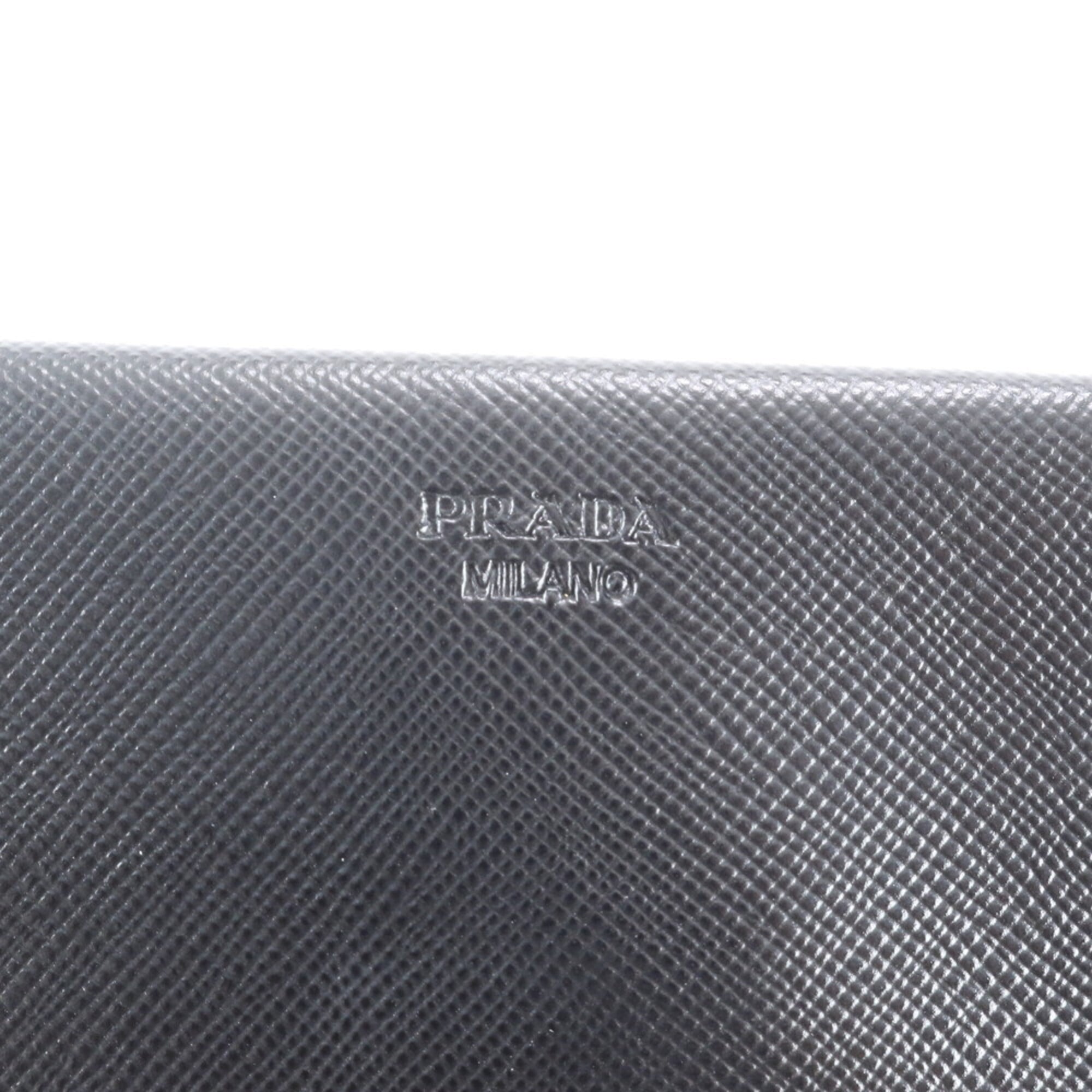 Prada Black Leather Clutch Bag Handbag Pouch (Pre-Owned)
