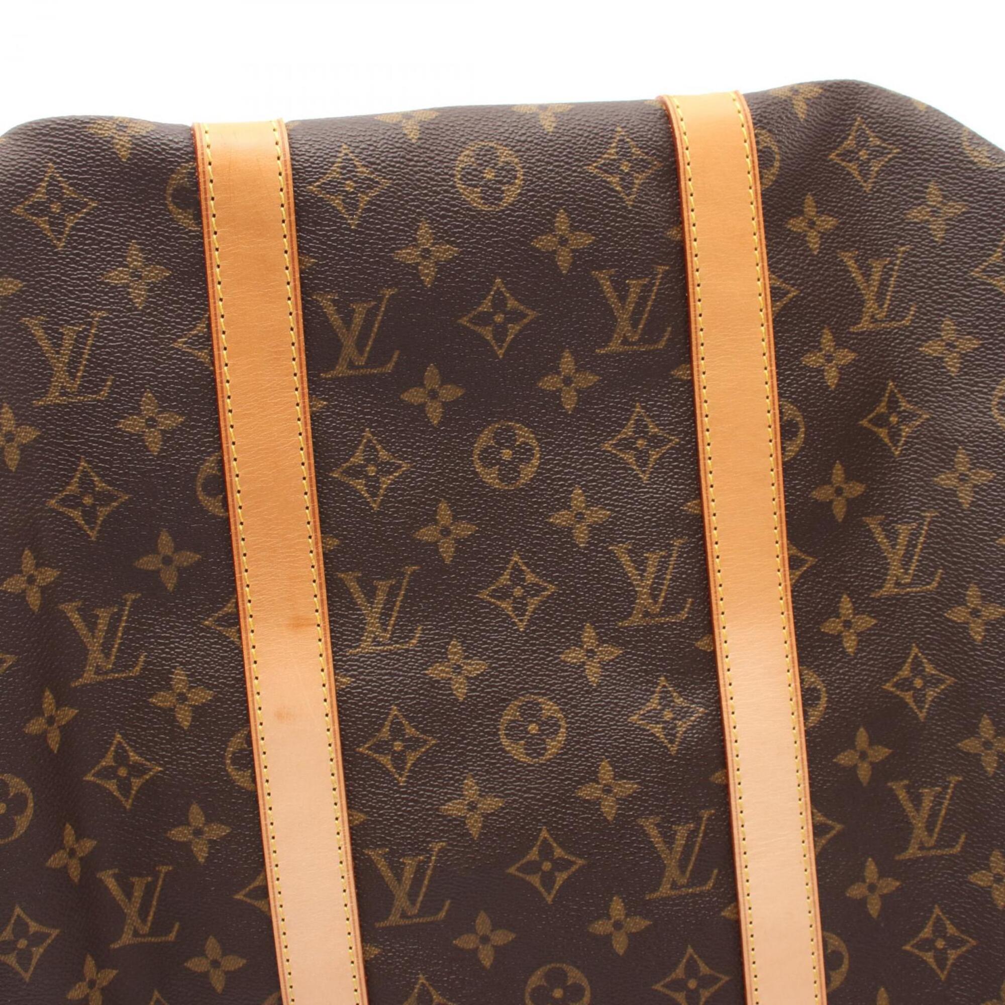 Louis Vuitton Brown Coated Canvas Monogram Leather Boston Bag Handbag (Pre-Owned)