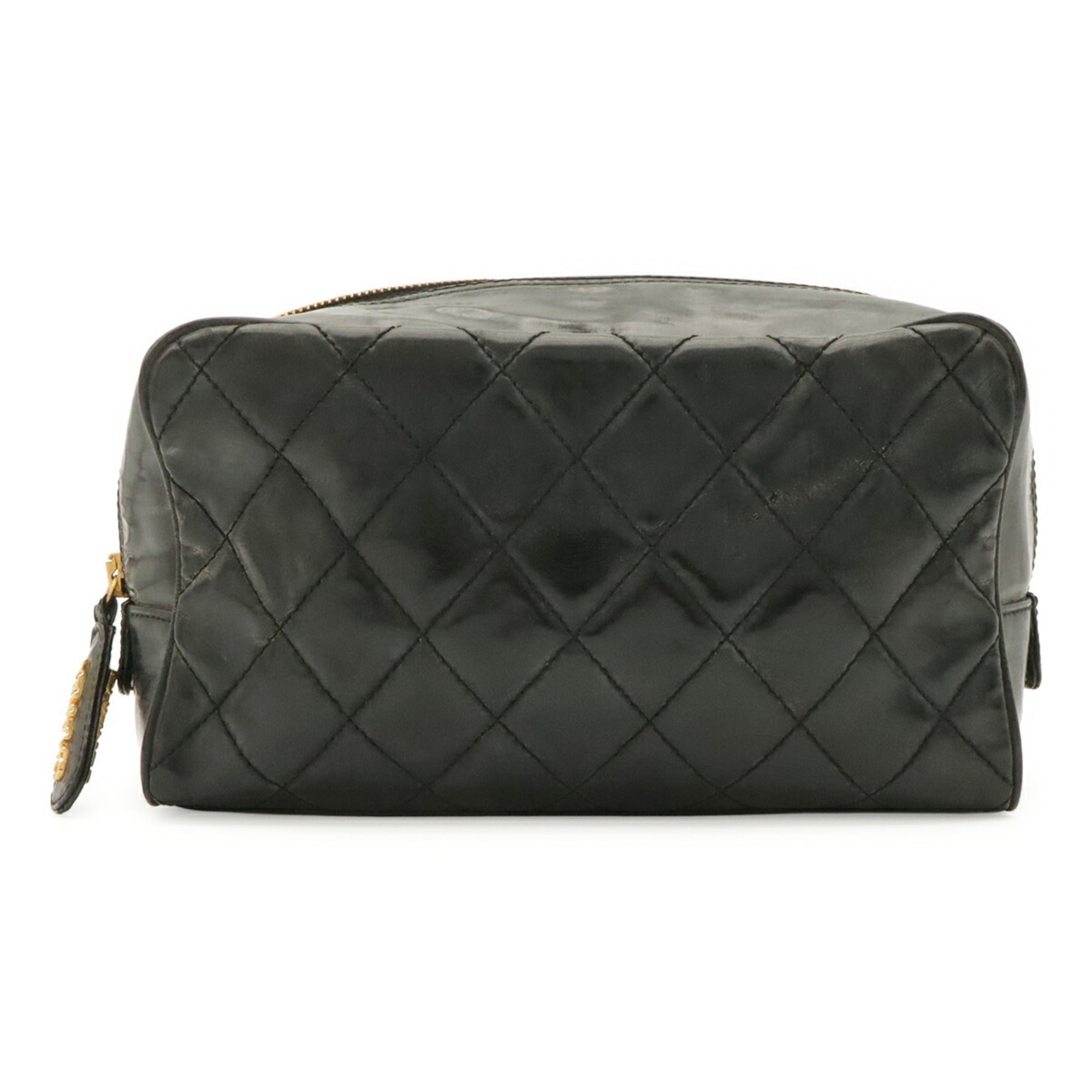 Chanel Black Patent Leather Clutch Bag Pouch (Pre-Owned)