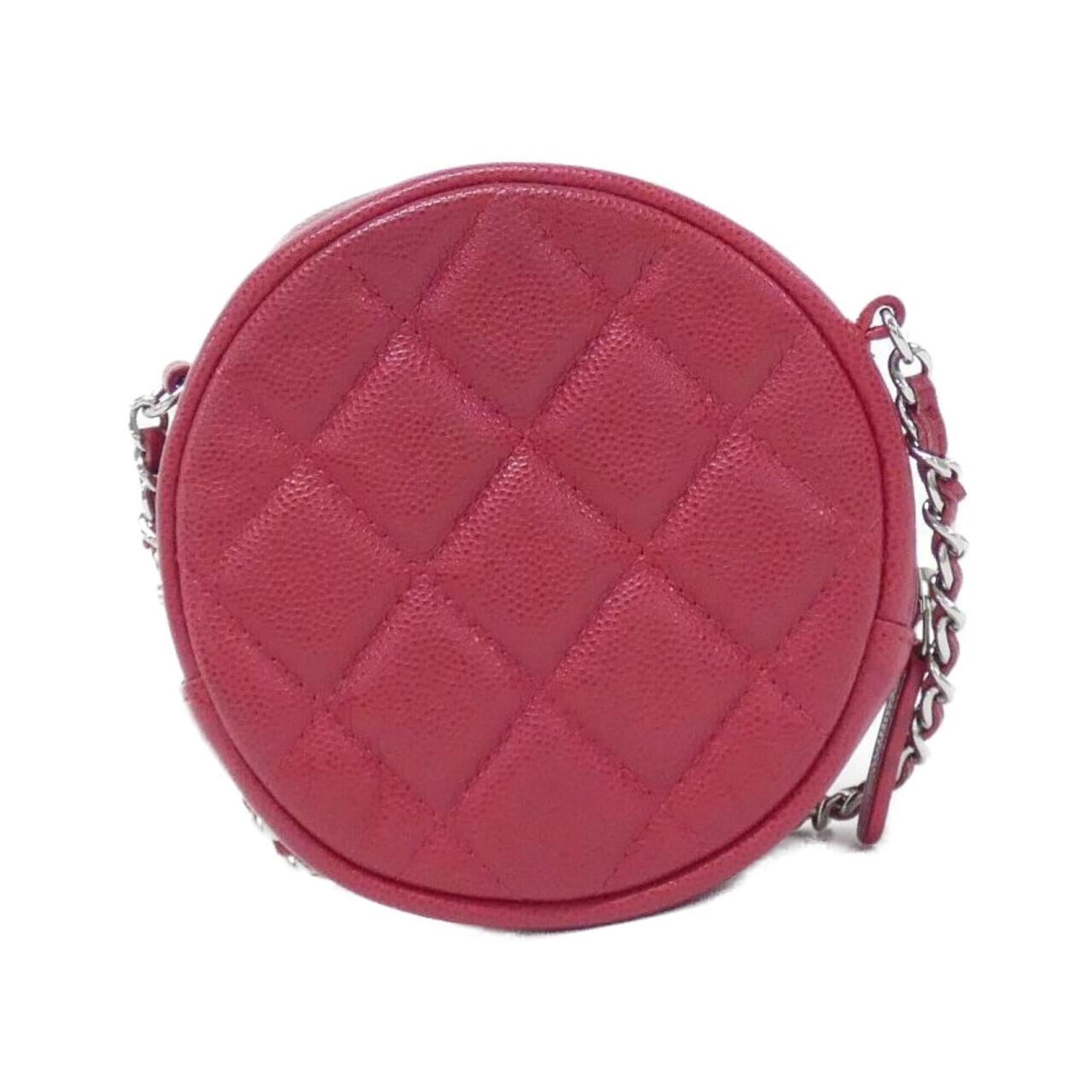 Chanel Red Color Grained Calfskin Shoulder Bag (Pre-Owned)