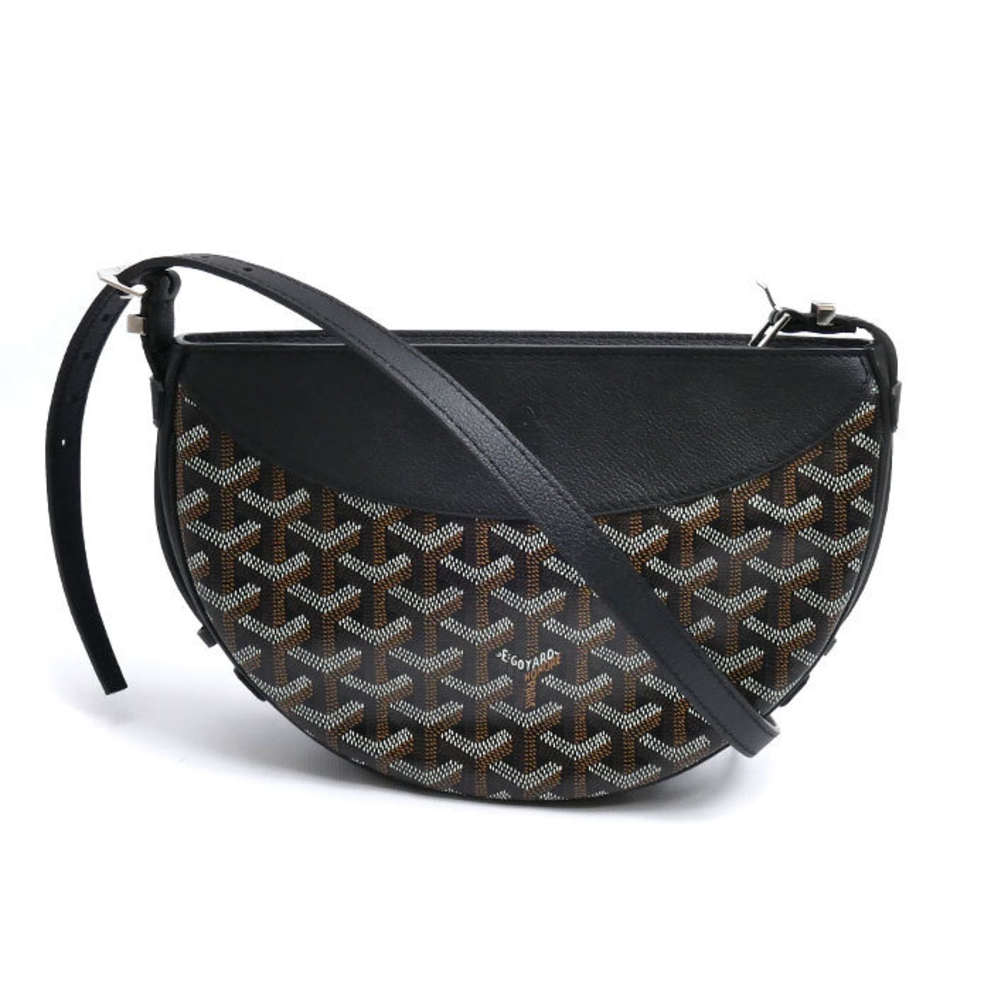 Goyard Black Leather Canvas Shoulder Bag (Pre-Owned)