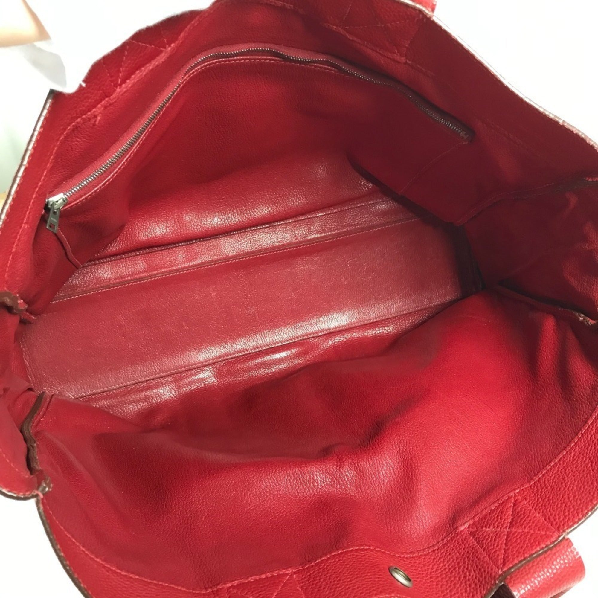 Hermes Fourre Tout Red Color Leather Handbag Tote Bag (Pre-Owned)