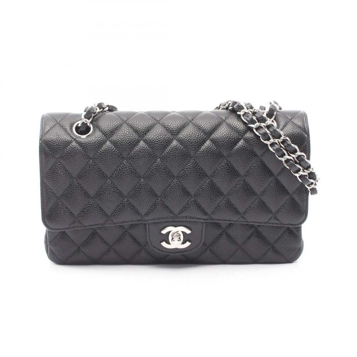 Chanel Black Grained Calfskin Handbag Shoulder Bag (Pre-Owned)