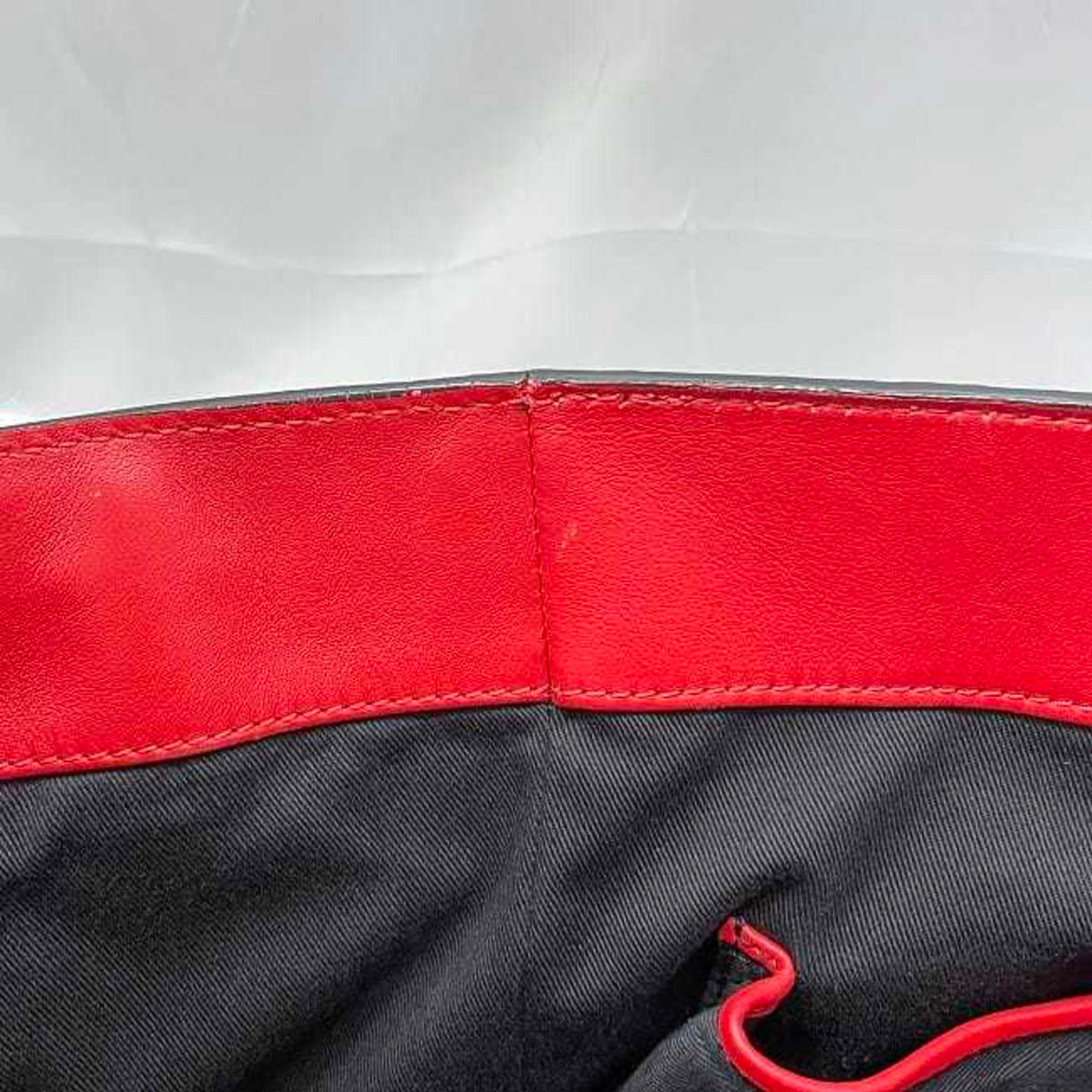 Christian Louboutin Black Red Color Leather Shoulder Bag Tote Bag (Pre-Owned)