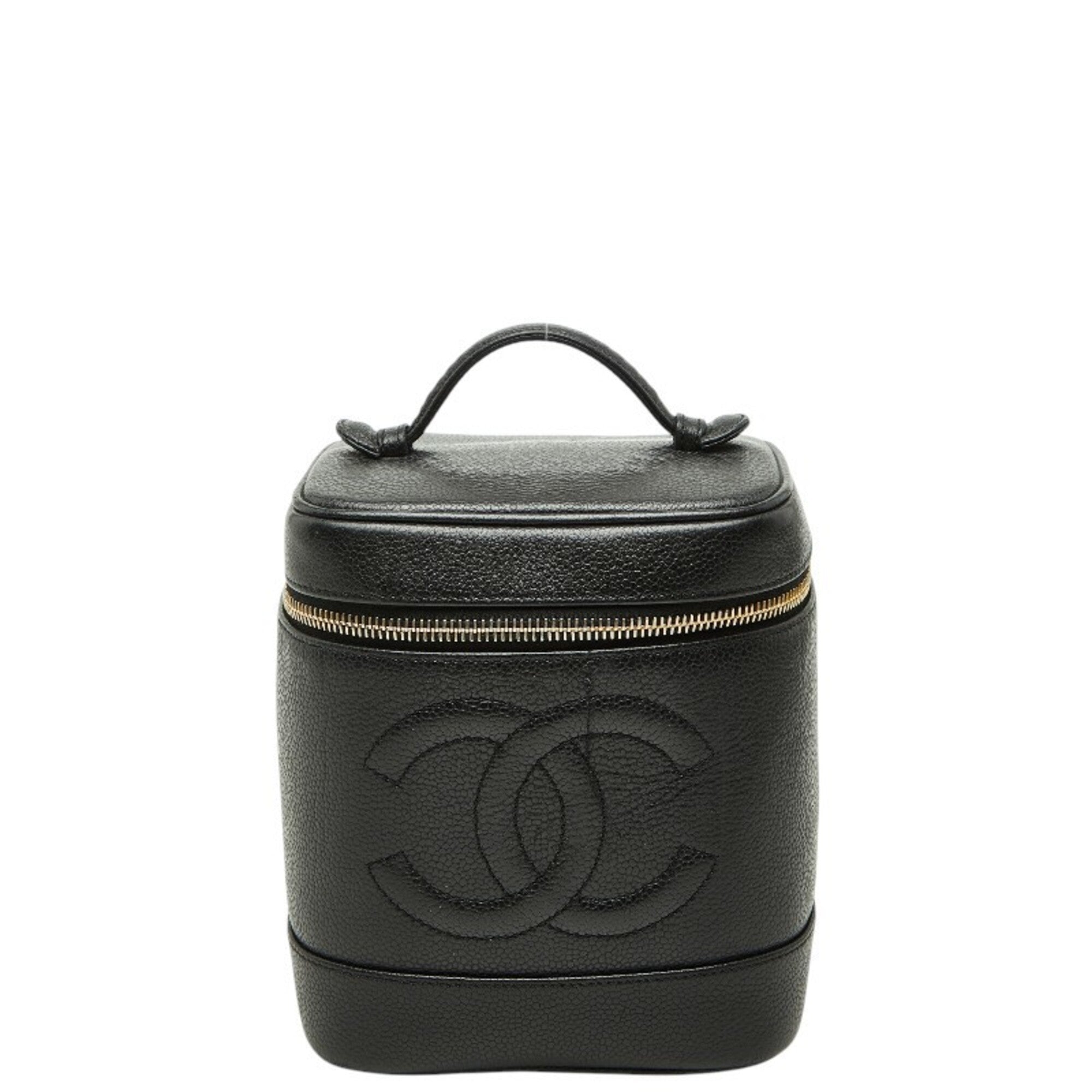 Chanel Black Grained Calfskin Handbag Vanity Bag (Pre-Owned)