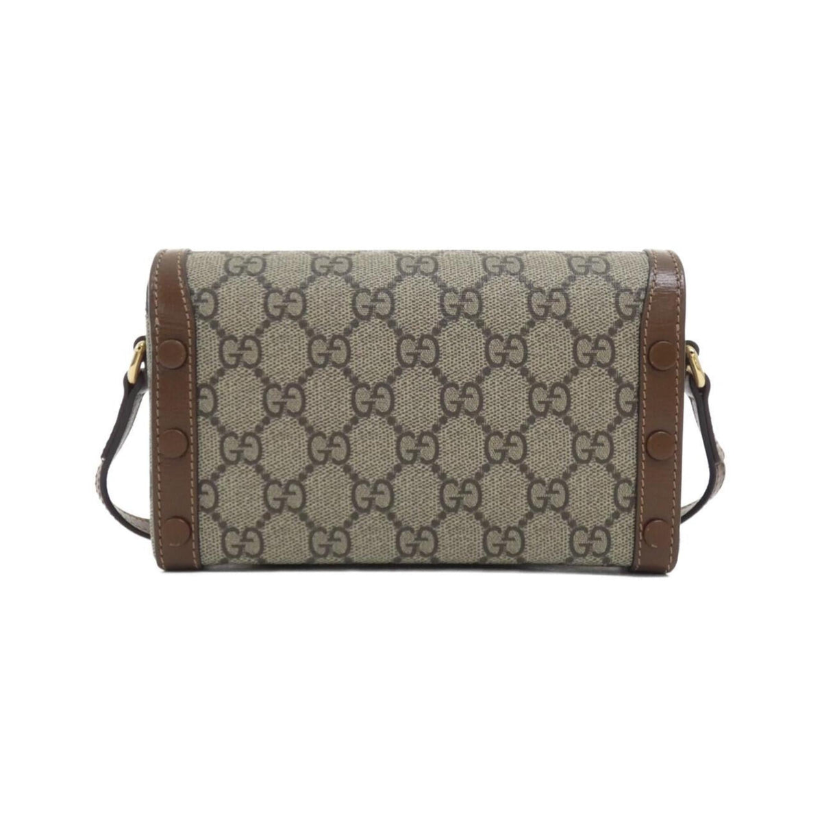 Gucci Beige Brown Gg Supreme Leather Shoulder Bag (Pre-Owned)