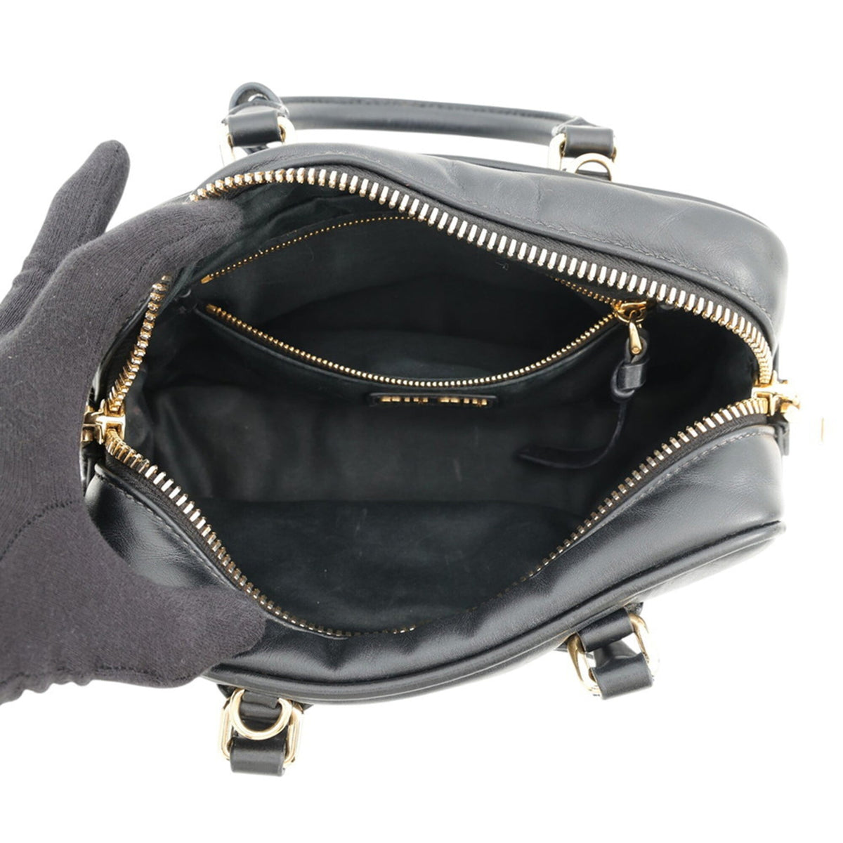 Miu Miu Black Leather Handbag Shoulder Bag (Pre-Owned)