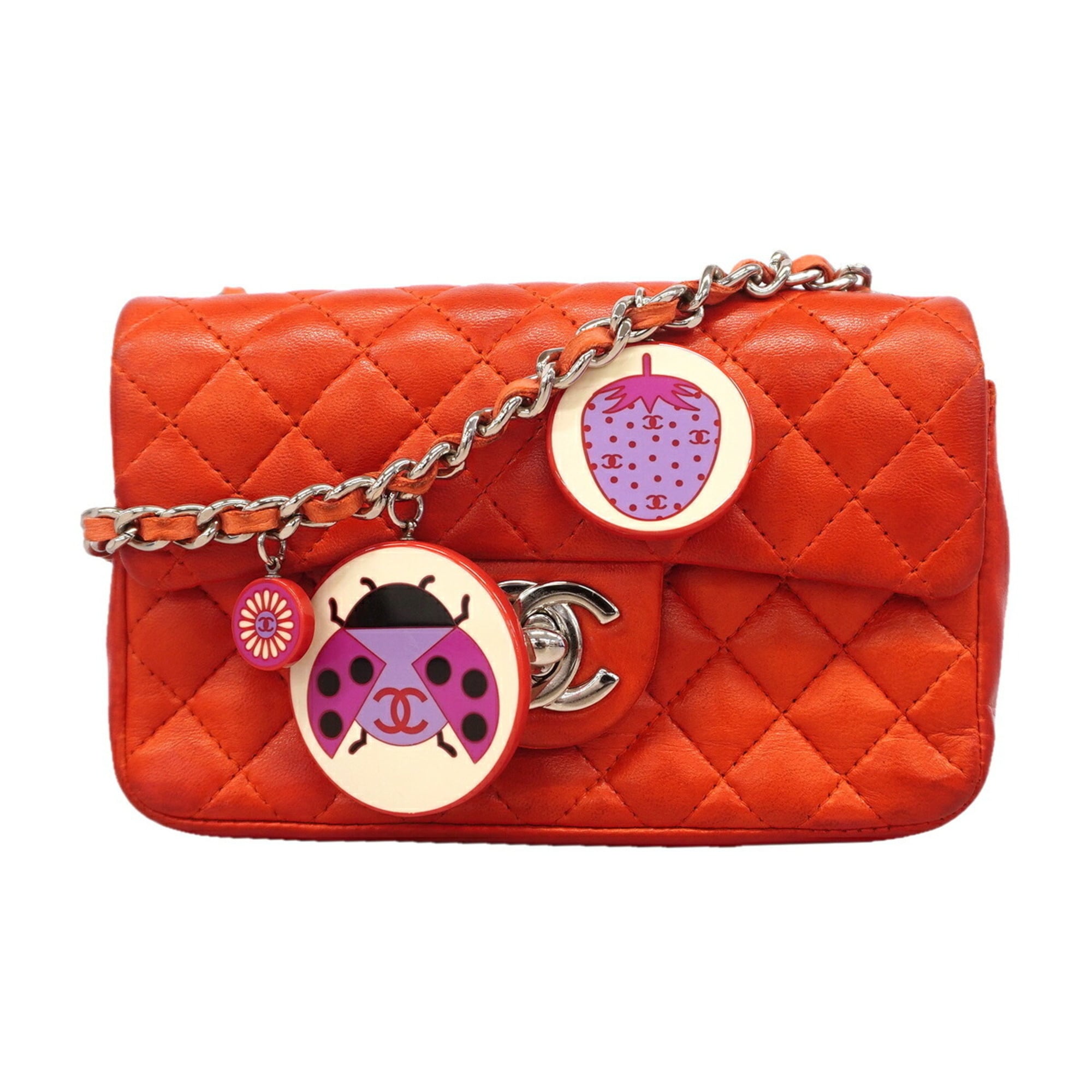 Chanel Red Color Leather Shoulder Bag (Pre-Owned)
