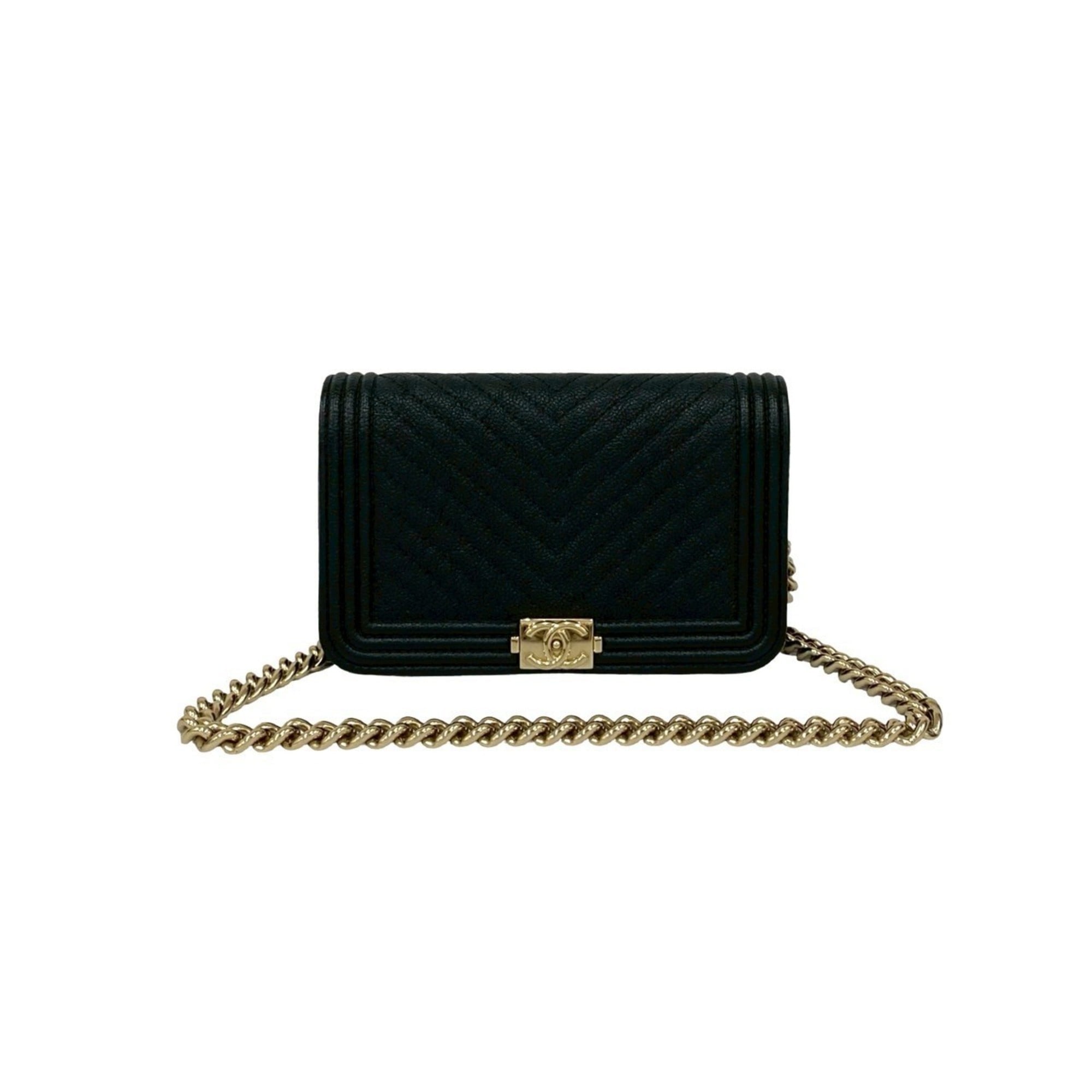 Chanel Black Grained Calfskin Shoulder Bag (Pre-Owned)