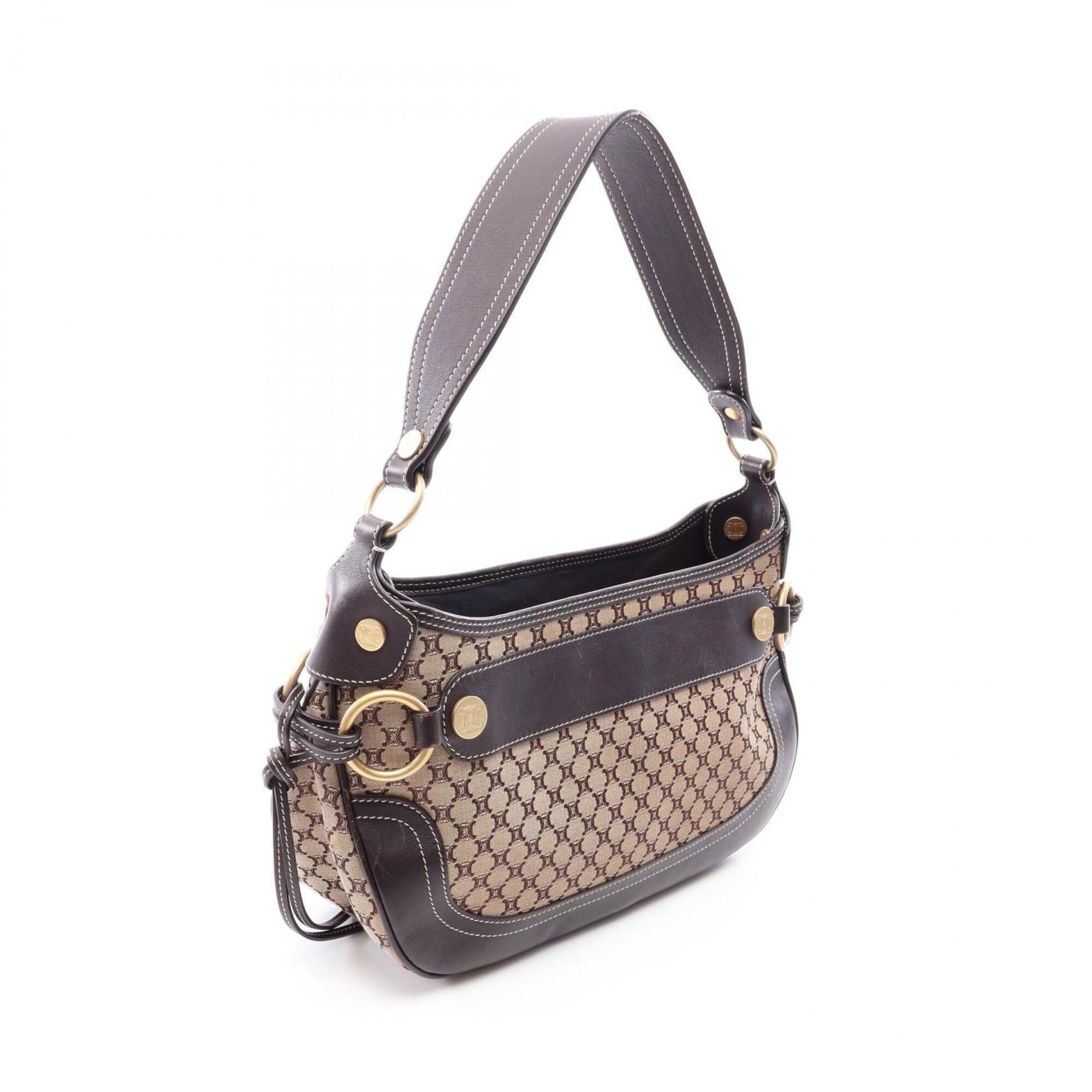 Celine Beige Brown Canvas Leather Handbag Shoulder Bag (Pre-Owned)