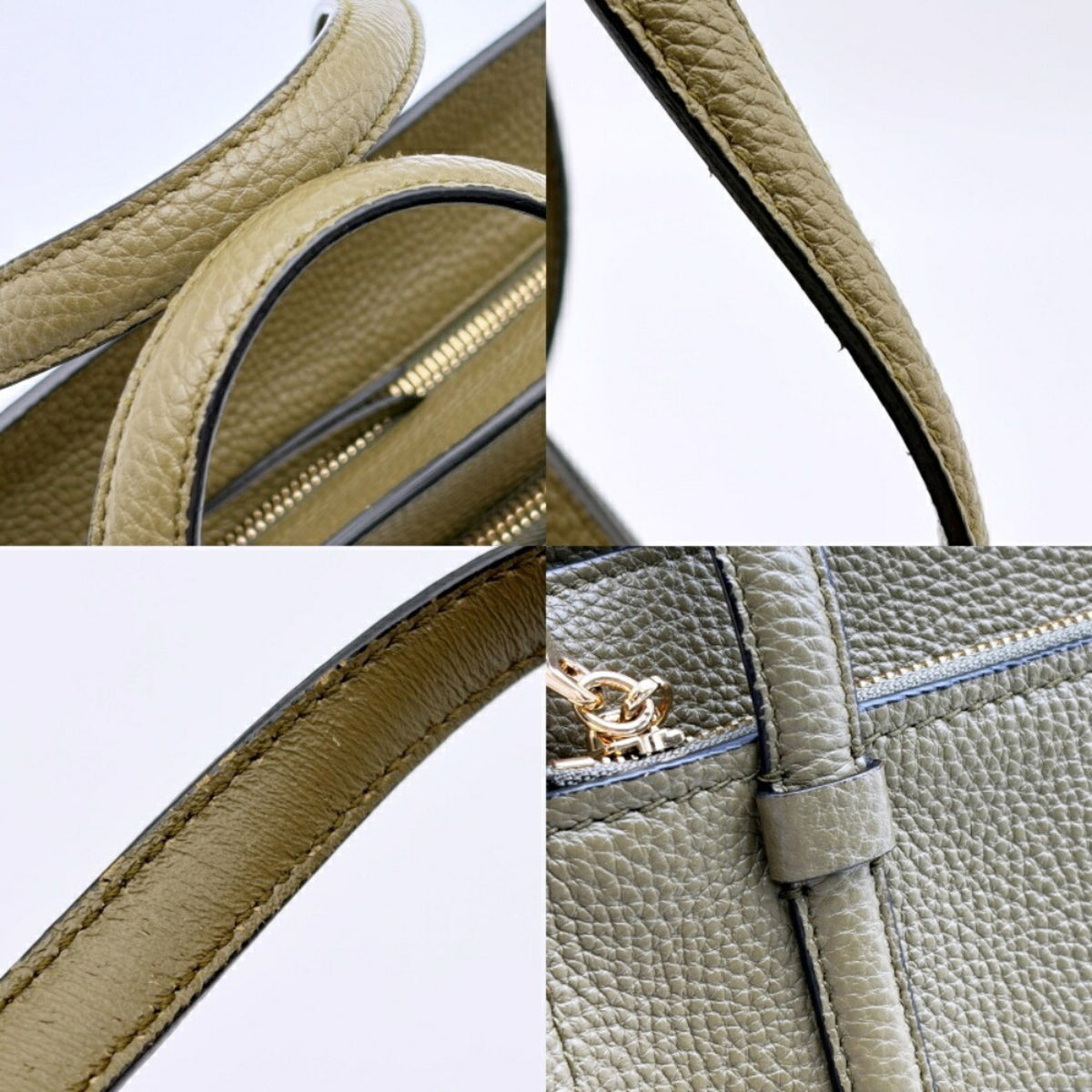 Salvatore Ferragamo Khaki Leather Shoulder Bag Tote Bag (Pre-Owned)