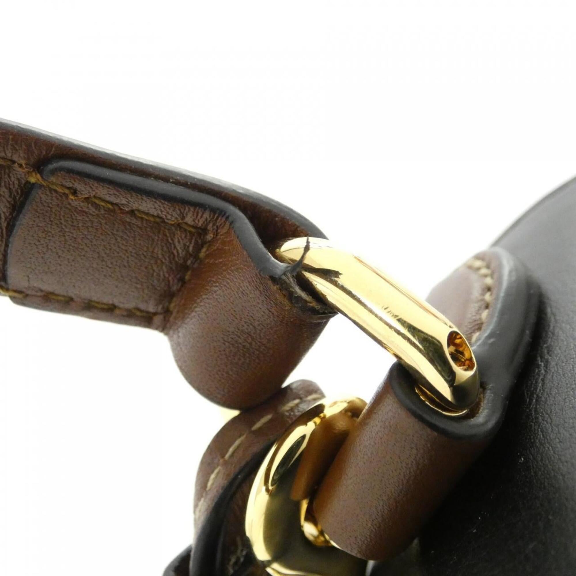 Gucci Beige Black Brown Gg Supreme Leather Handbag (Pre-Owned)