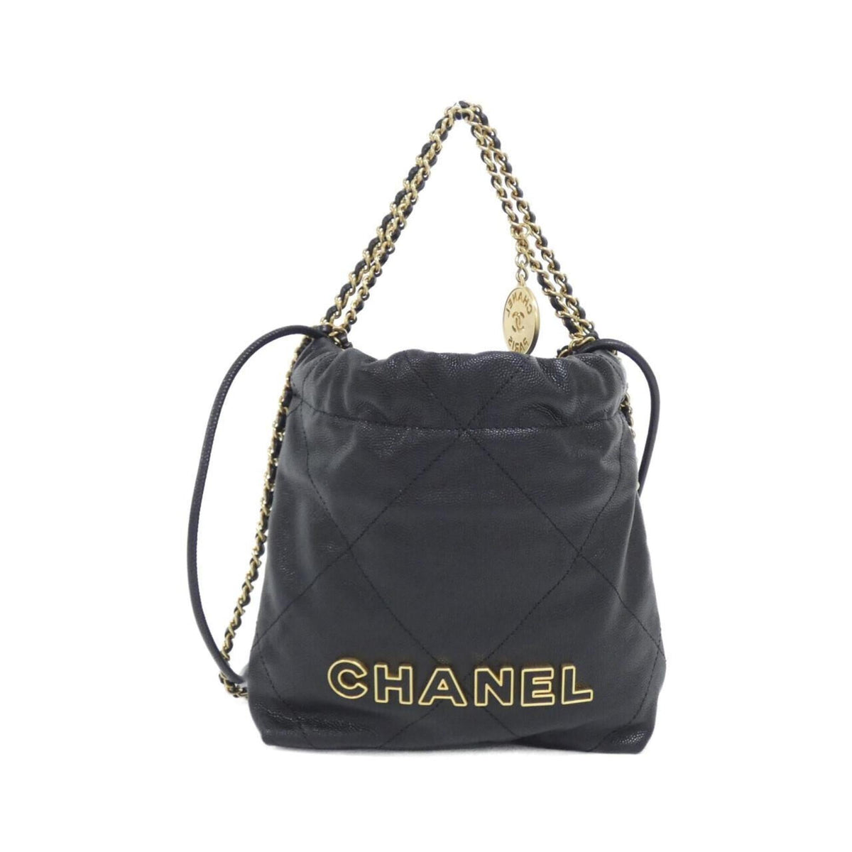 Chanel Black Grained Calfskin Handbag (Pre-Owned)