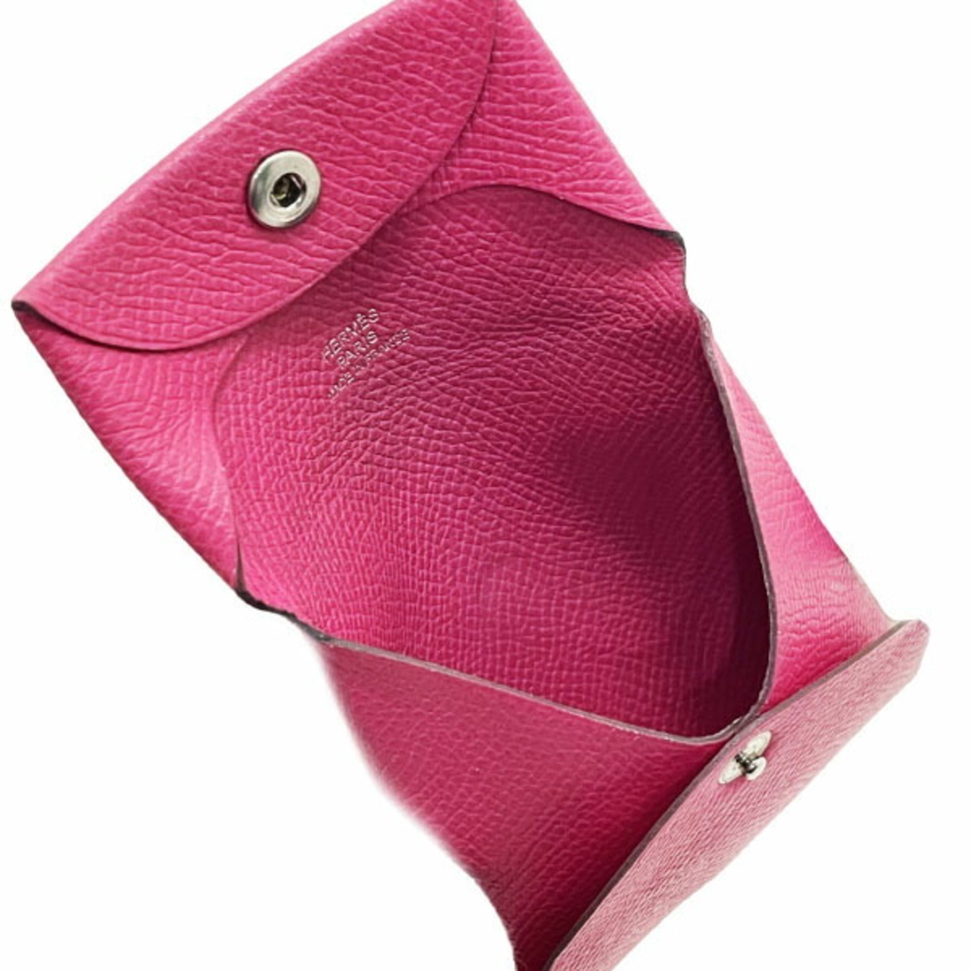 Hermes Bastia Pink Leather Coin Purse/Coin Case (Pre-Owned)