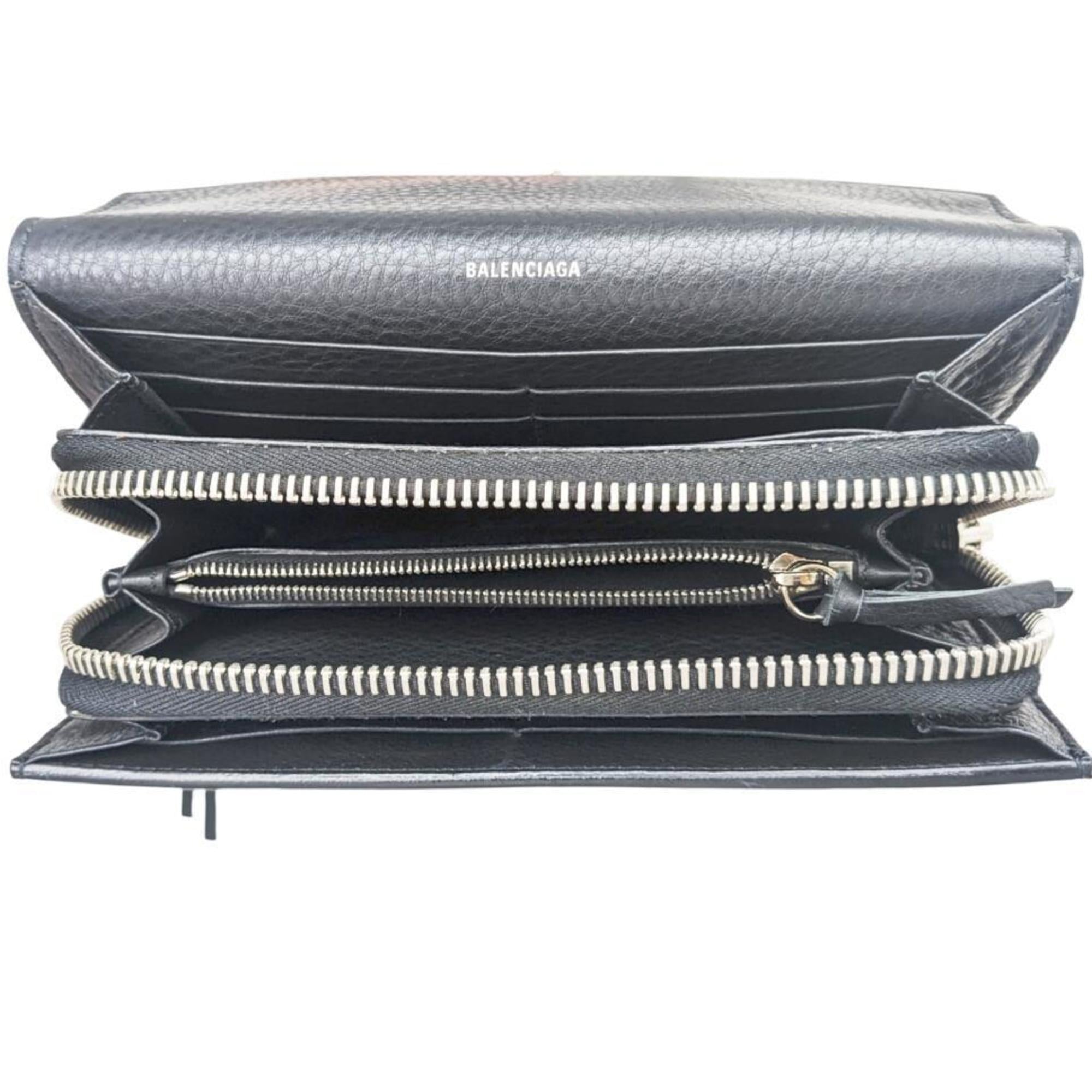 Balenciaga Black Leather Long Wallet (Bi-Fold) (Pre-Owned)