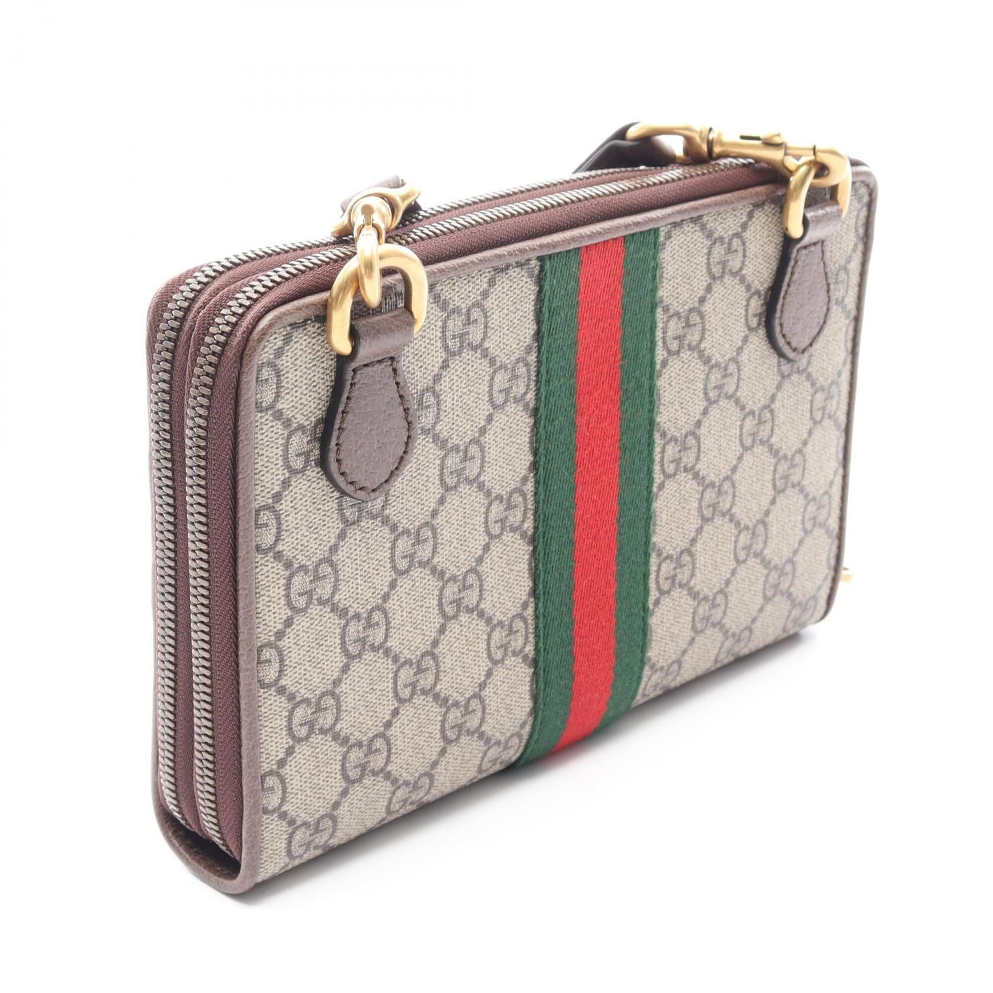 Gucci Beige Brown Multi-Color Pvc Coated Canvas Leather Shoulder Bag (Pre-Owned)