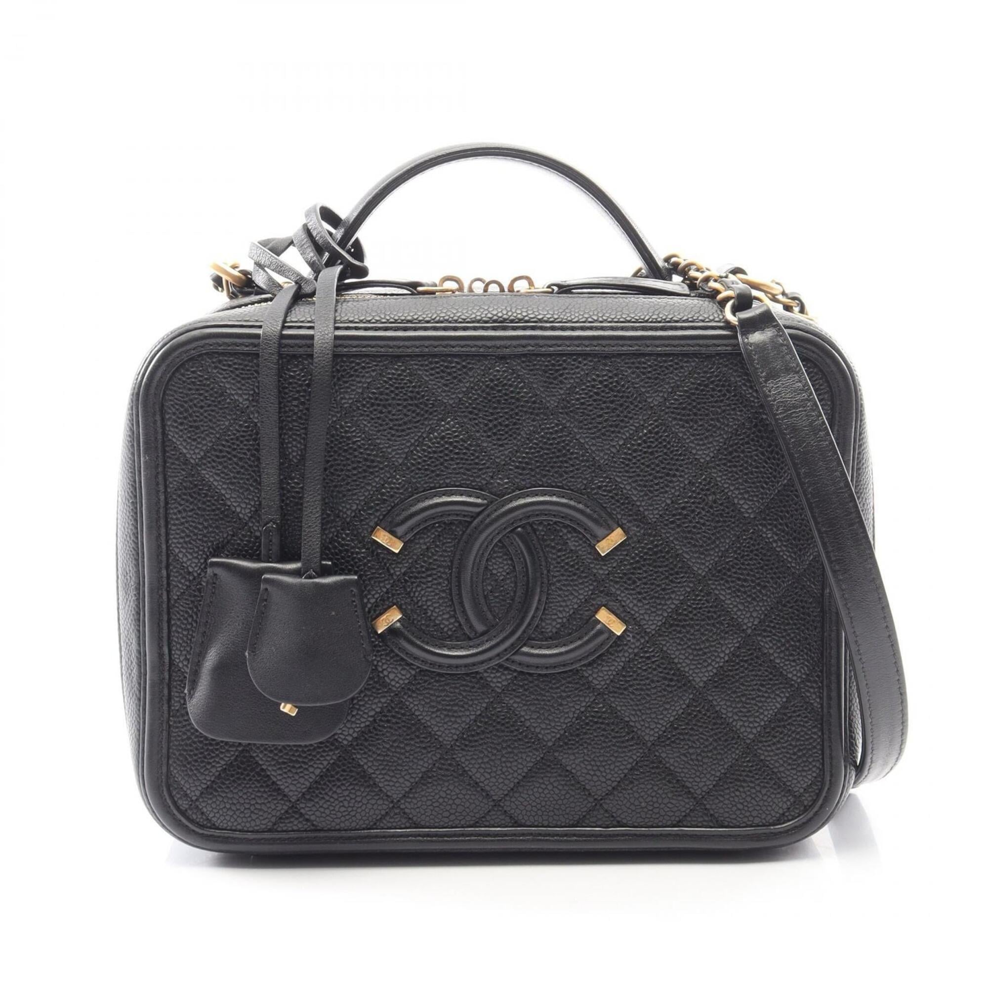 Chanel Black Grained Calfskin Handbag Shoulder Bag (Pre-Owned)