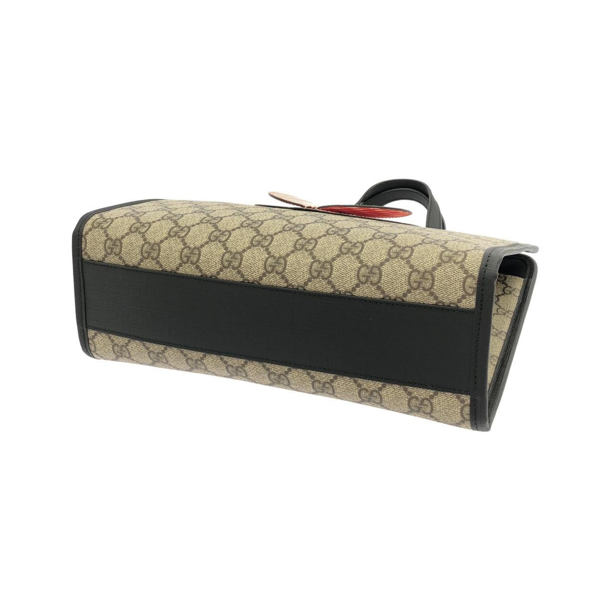 Gucci Beige Black Gg Supreme Canvas Handbag (Pre-Owned)
