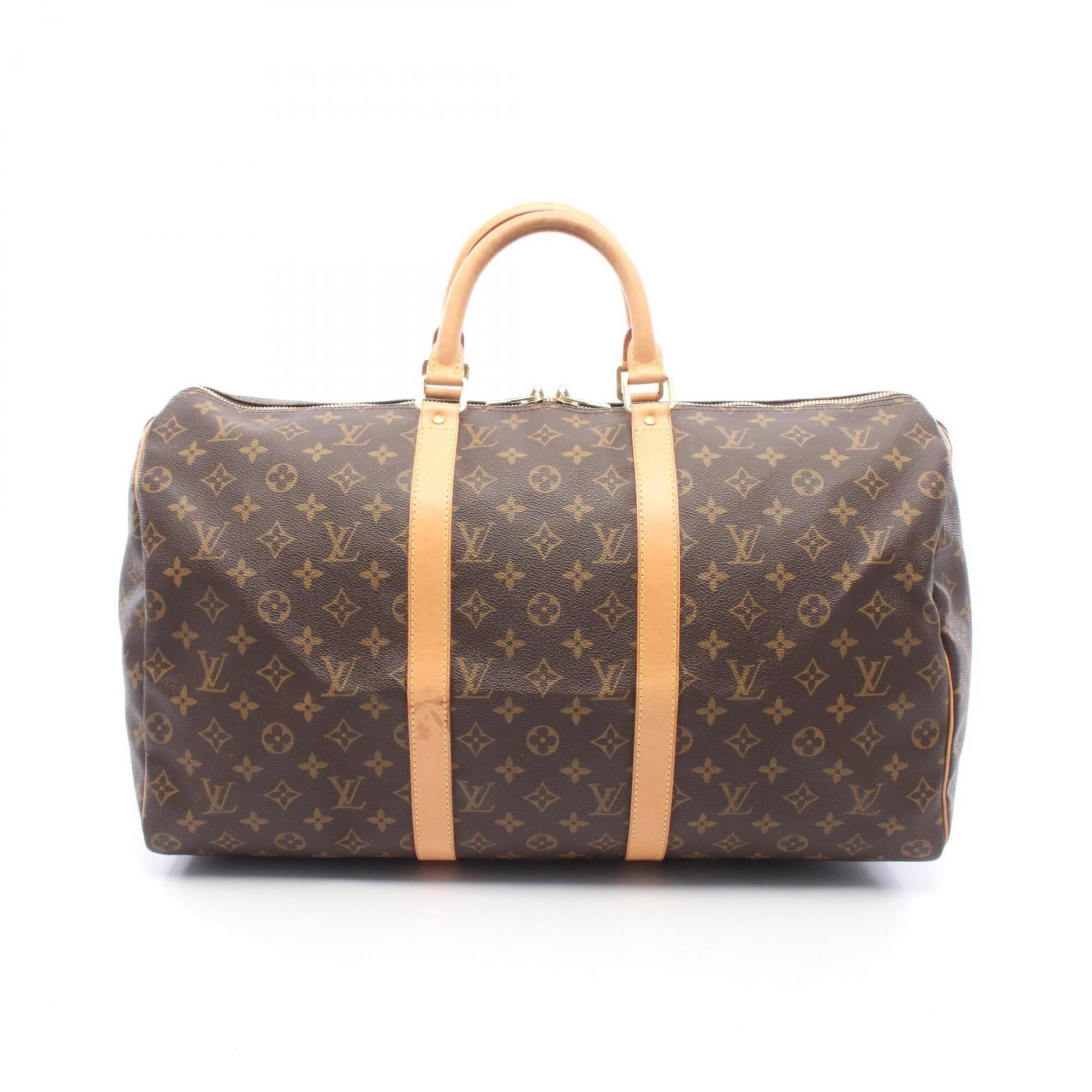 Louis Vuitton Brown Coated Canvas Pvc Monogram Leather Boston Bag Handbag (Pre-Owned)