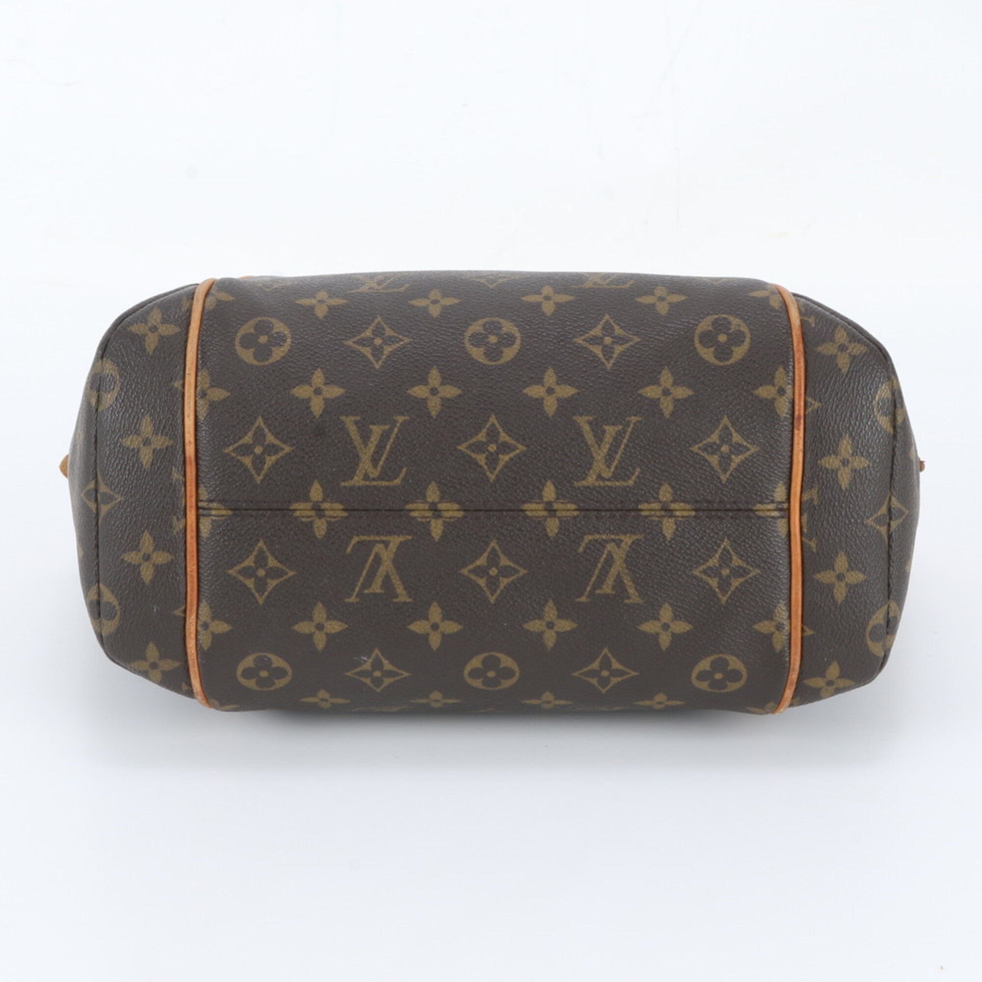 Louis Vuitton Brown Leather Coated Canvas Handbag Shoulder Bag Tote Bag (Pre-Owned)