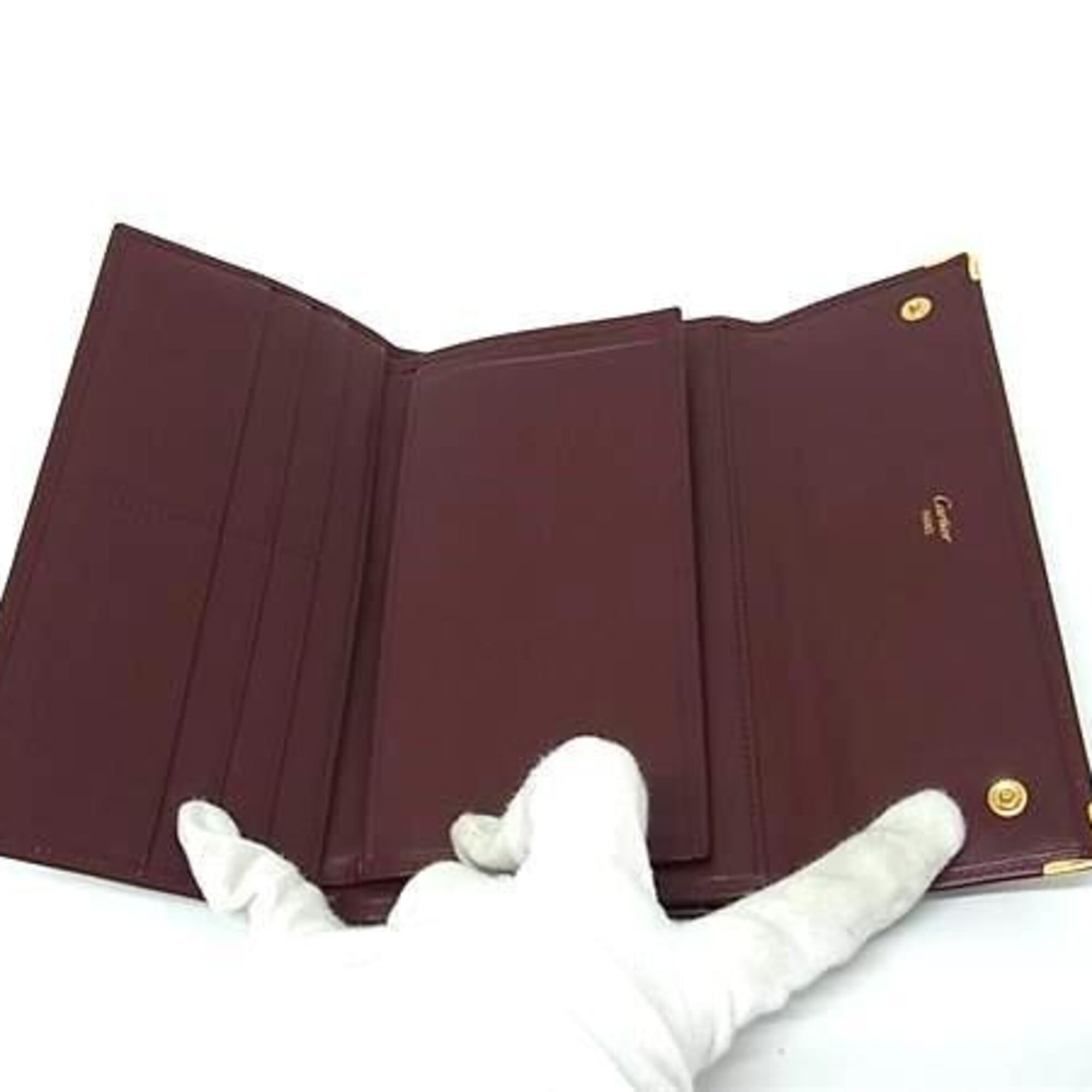 Cartier Must Bordeaux Leather Long Wallet (Bi-Fold) (Pre-Owned)