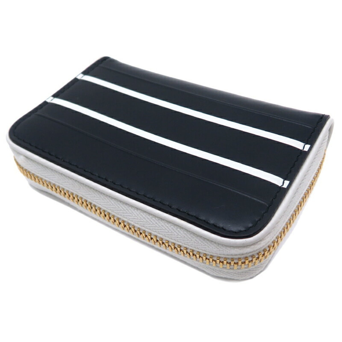 Christian Dior Black White Leather Coin Purse/Coin Case (Pre-Owned)