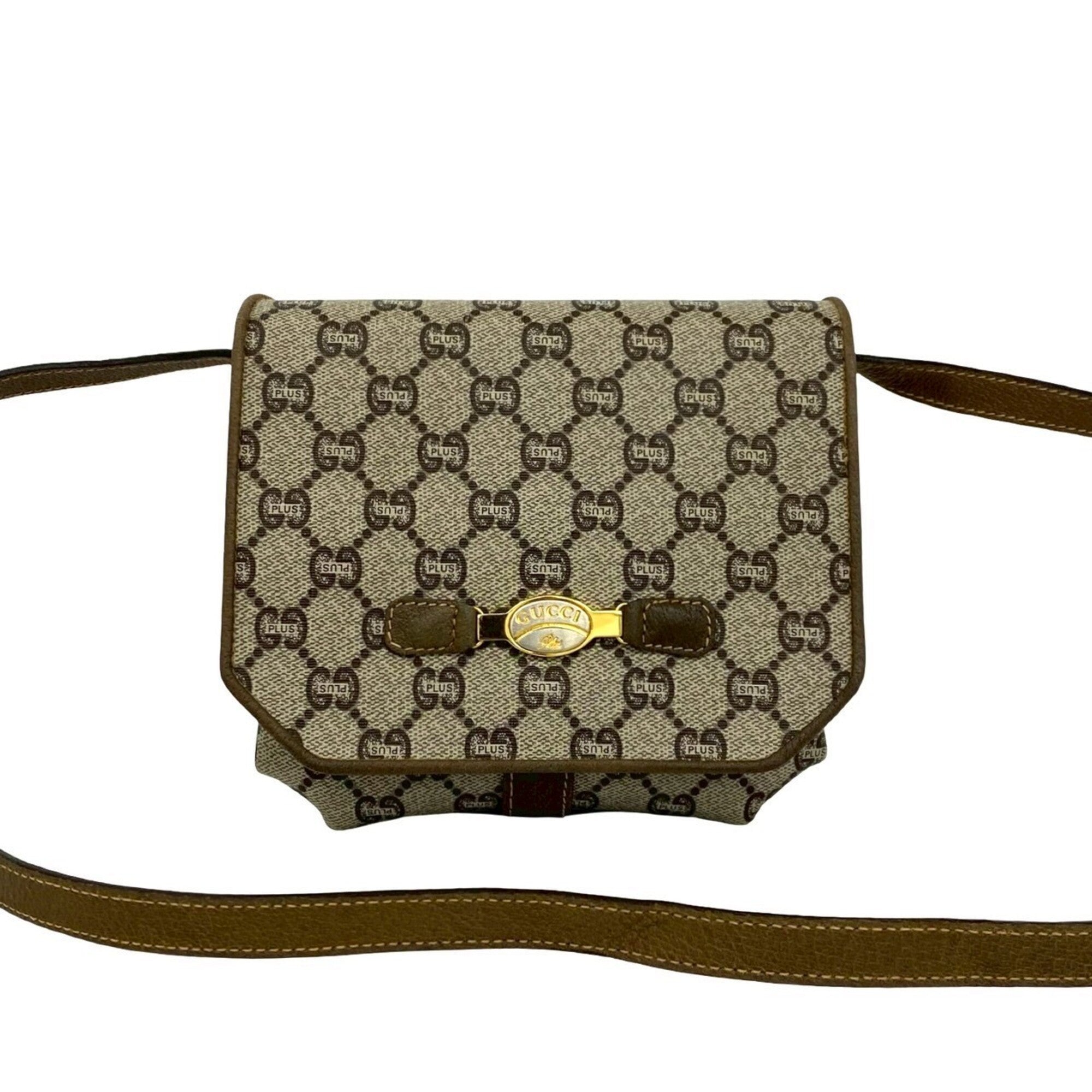 Gucci Brown Leather Pvc Pochette Shoulder Bag (Pre-Owned)