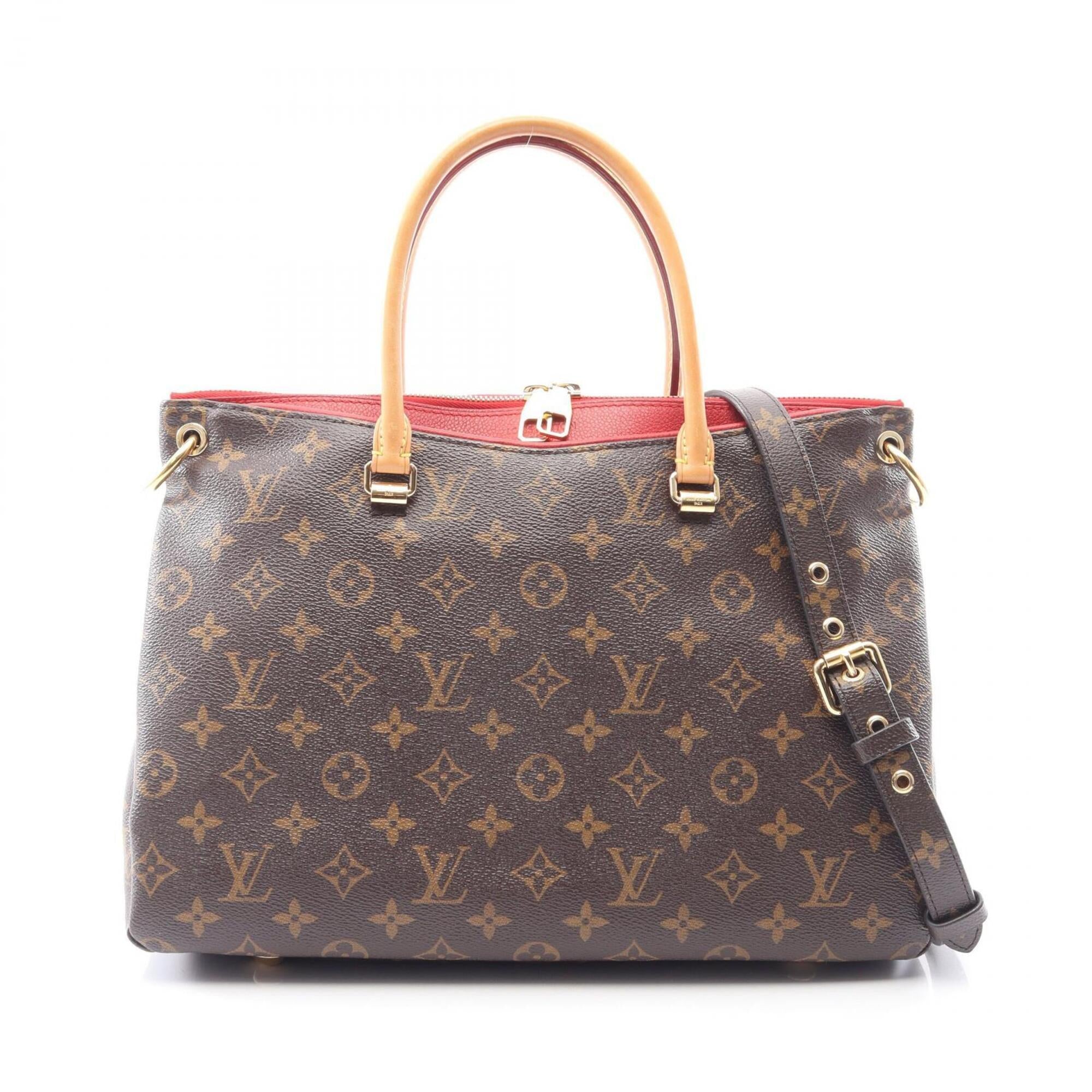 Louis Vuitton Brown Cerise Red Color Coated Canvas Leather Handbag (Pre-Owned)