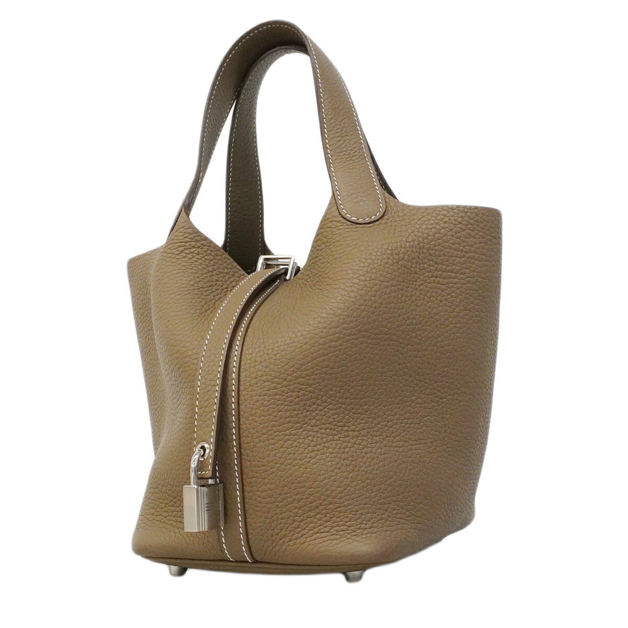 Hermes Etoupe Gray Taurillon Clemence Leather Handbag (Pre-Owned)