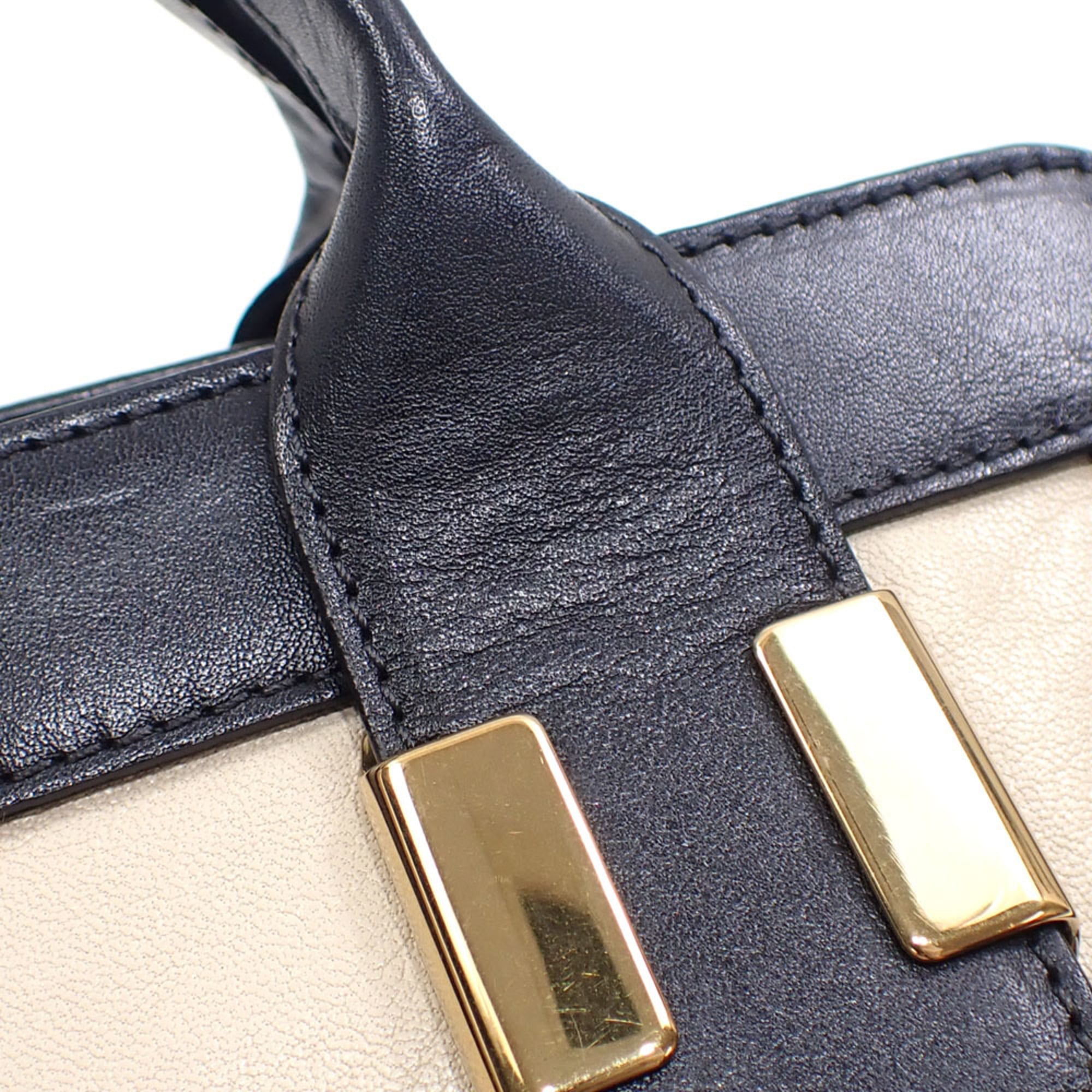 Chloé Black White Leather Handbag (Pre-Owned)
