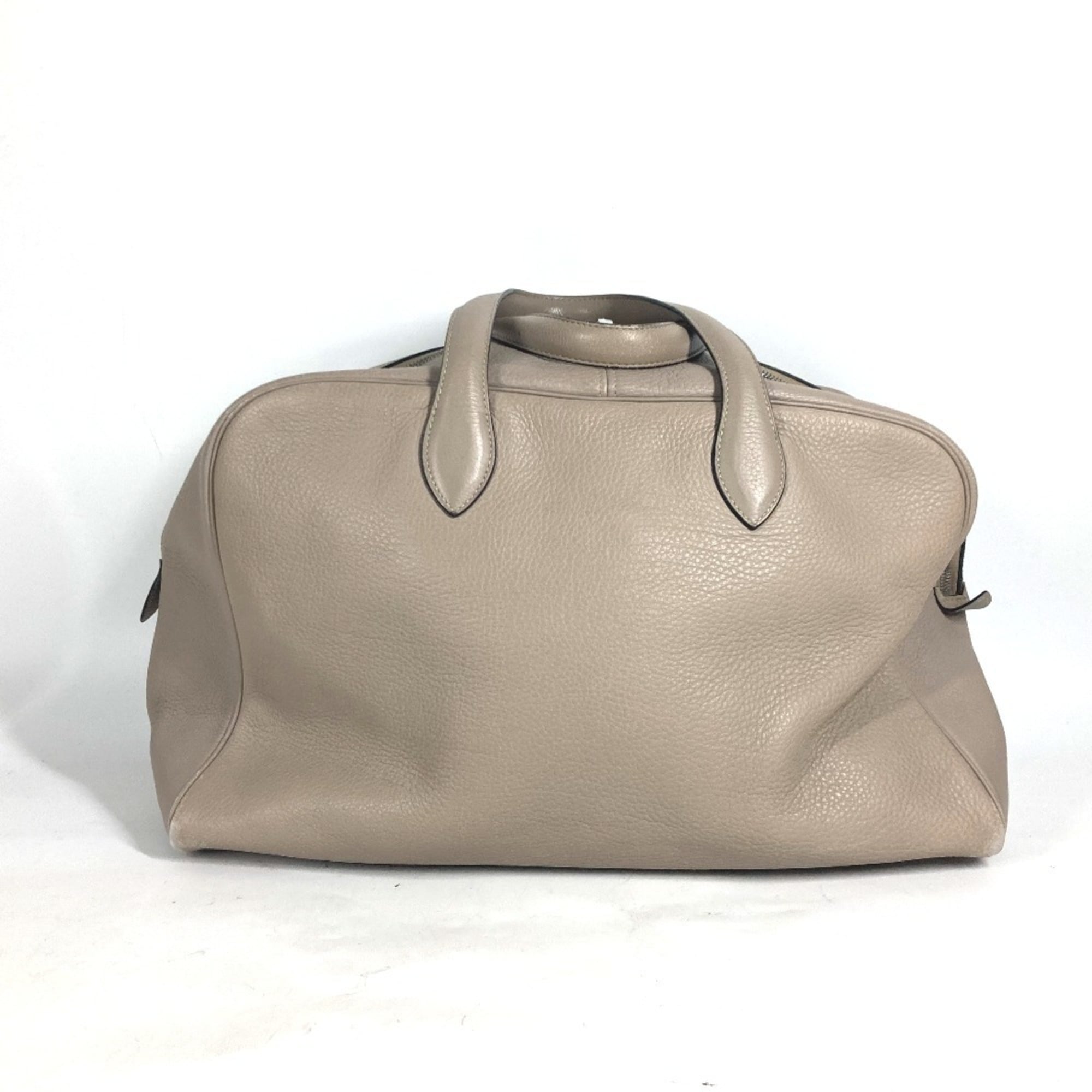 Hermes Beige Taurillon Clemence Leather Boston Bag Shoulder Bag (Pre-Owned)