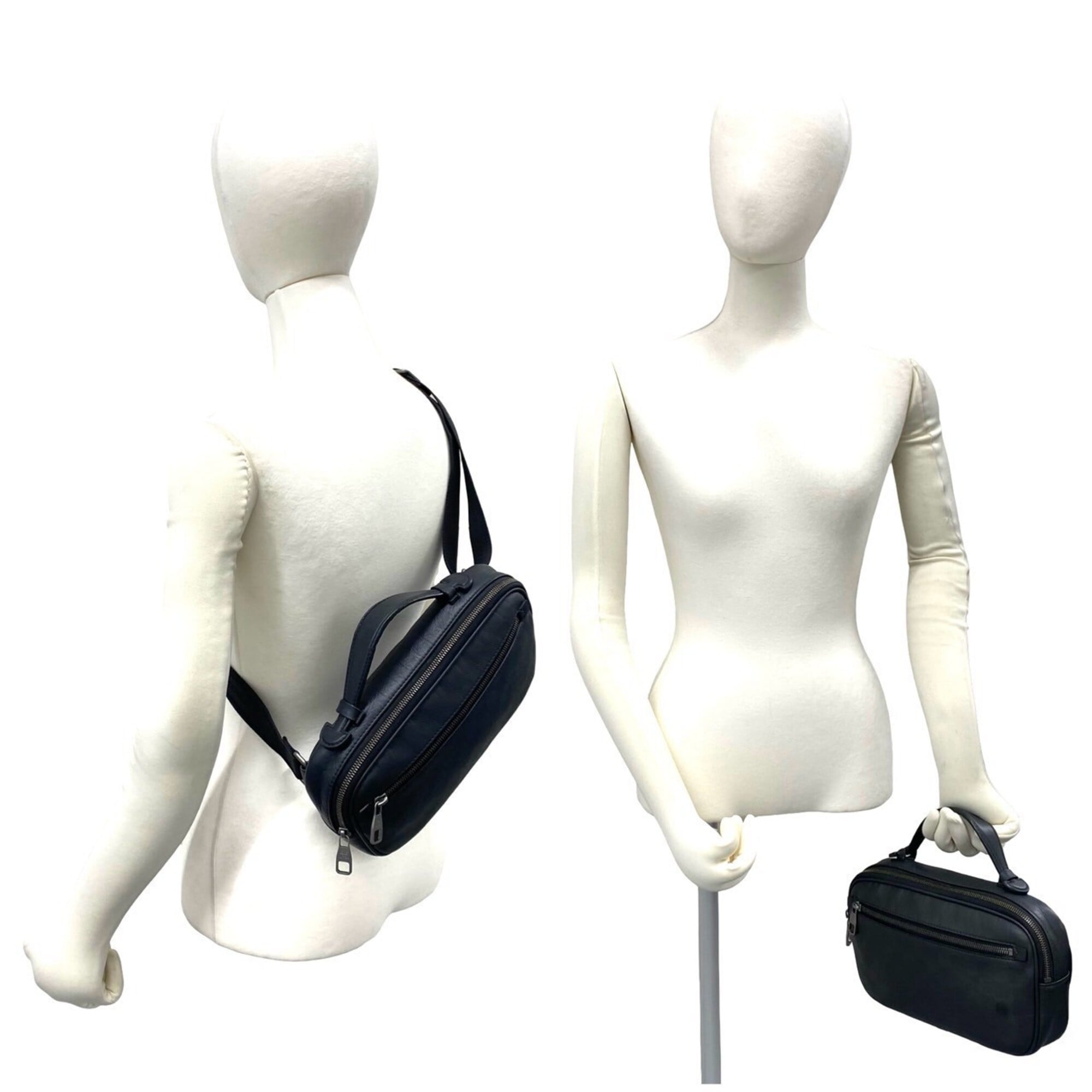 Louis Vuitton Black Leather Handbag Shoulder Bag Sling Bag (Pre-Owned)
