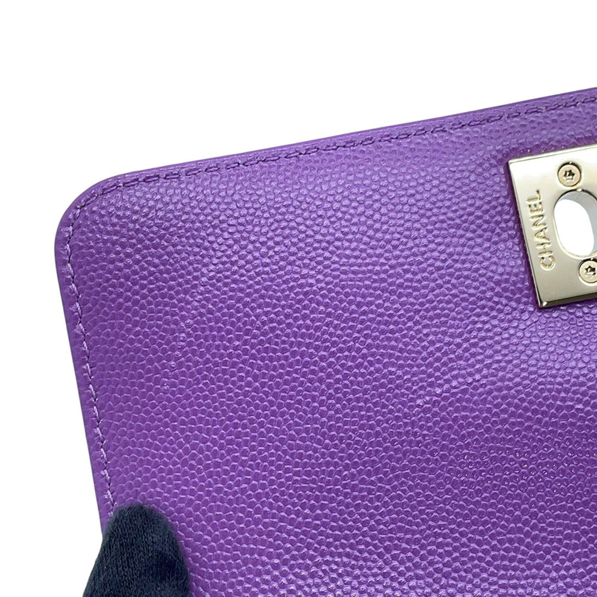 Chanel Matelasse Purple Grained Calfskin Handbag (Pre-Owned)