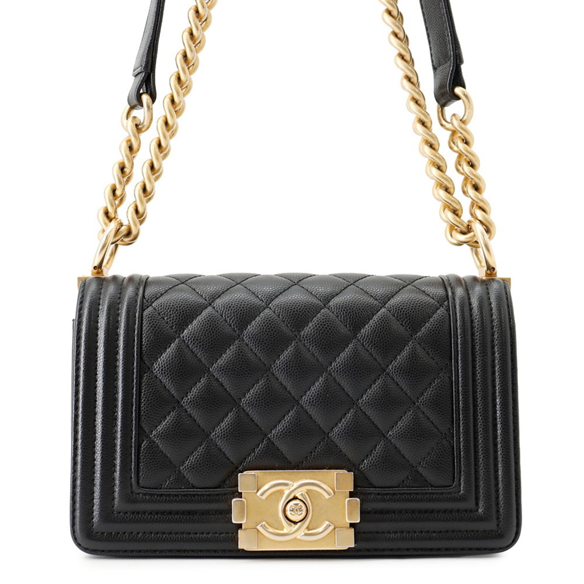 Chanel Matelasse Black Grained Calfskin Handbag Shoulder Bag (Pre-Owned)