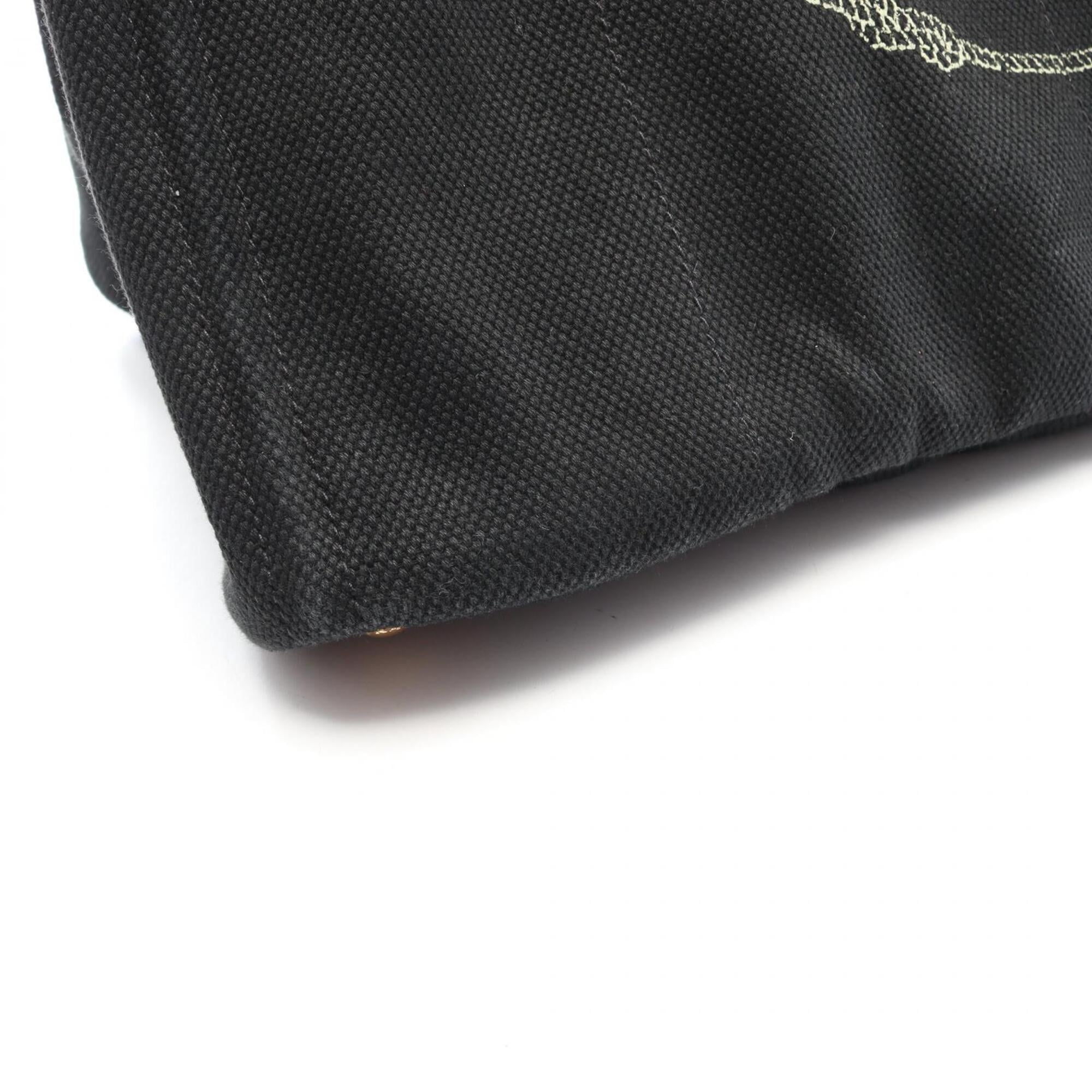 Prada Canapa Black Canvas Handbag Tote Bag (Pre-Owned)