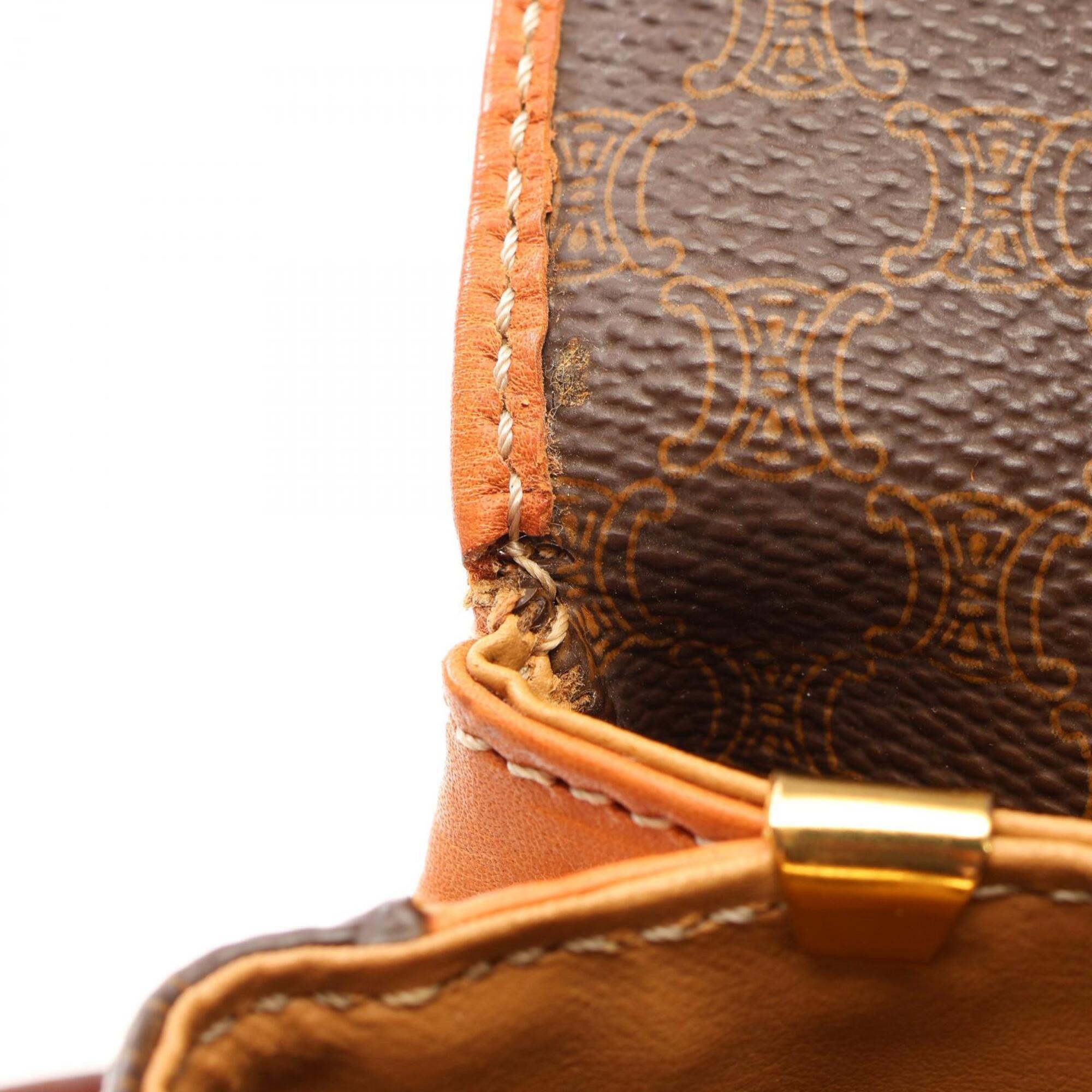 Celine Brown Coated Canvas Leather Handbag Shoulder Bag (Pre-Owned)