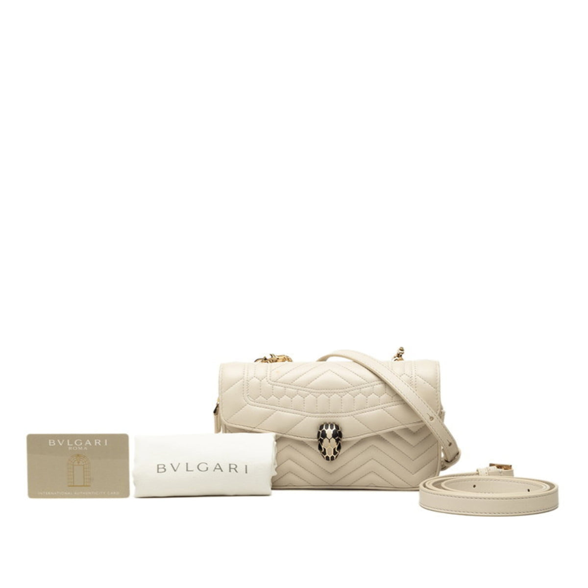 Bvlgari White Leather Shoulder Bag Sling Bag (Pre-Owned)