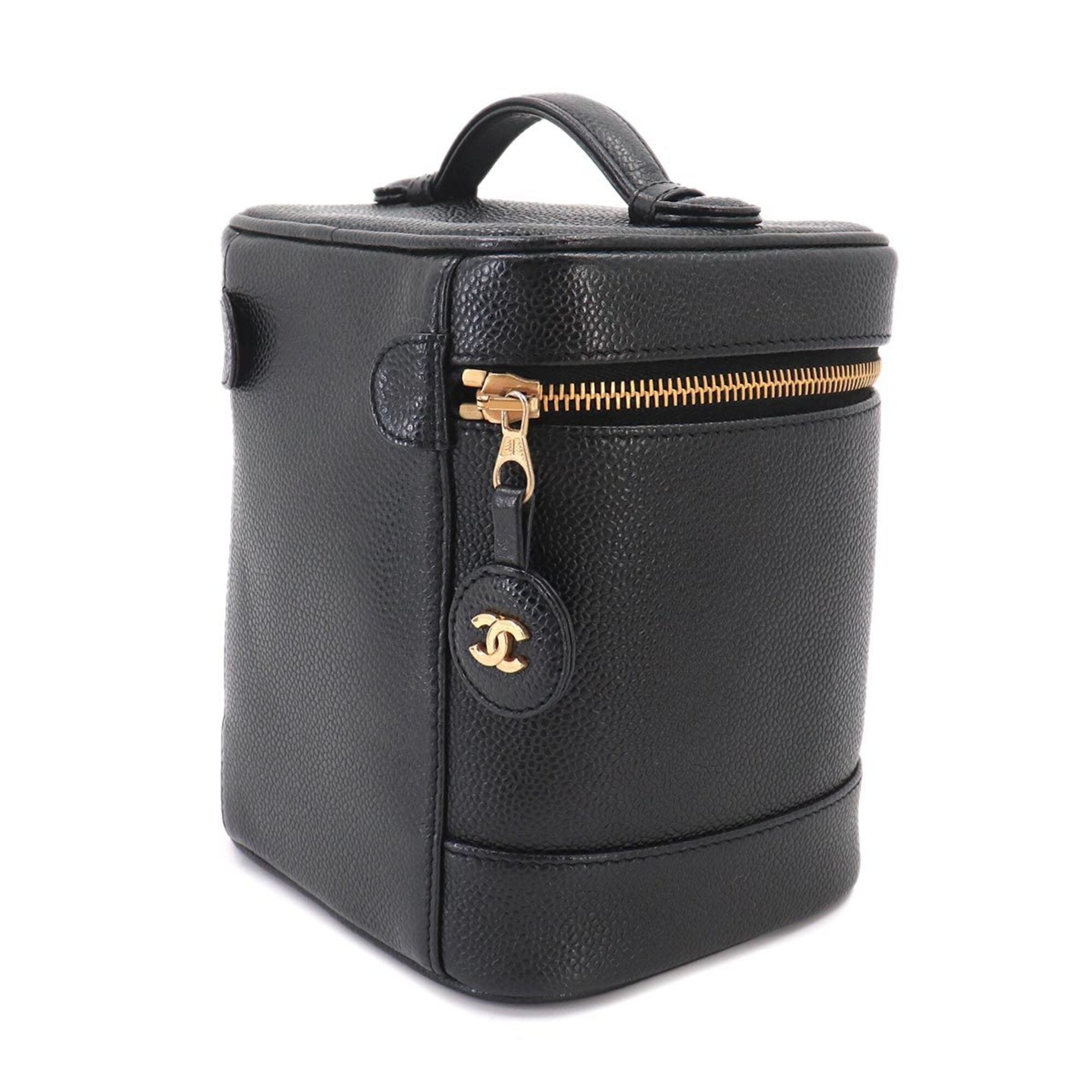 Chanel Black Grained Calfskin Handbag Vanity Bag (Pre-Owned)