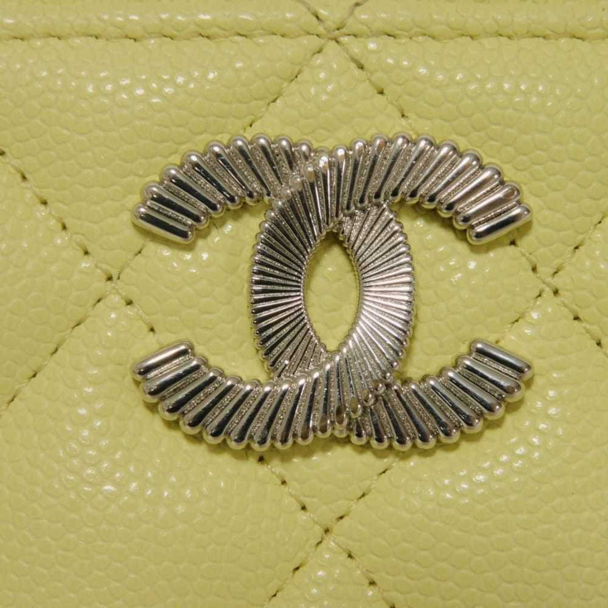Chanel Yellow Grained Calfskin Coin Purse/Coin Case (Pre-Owned)