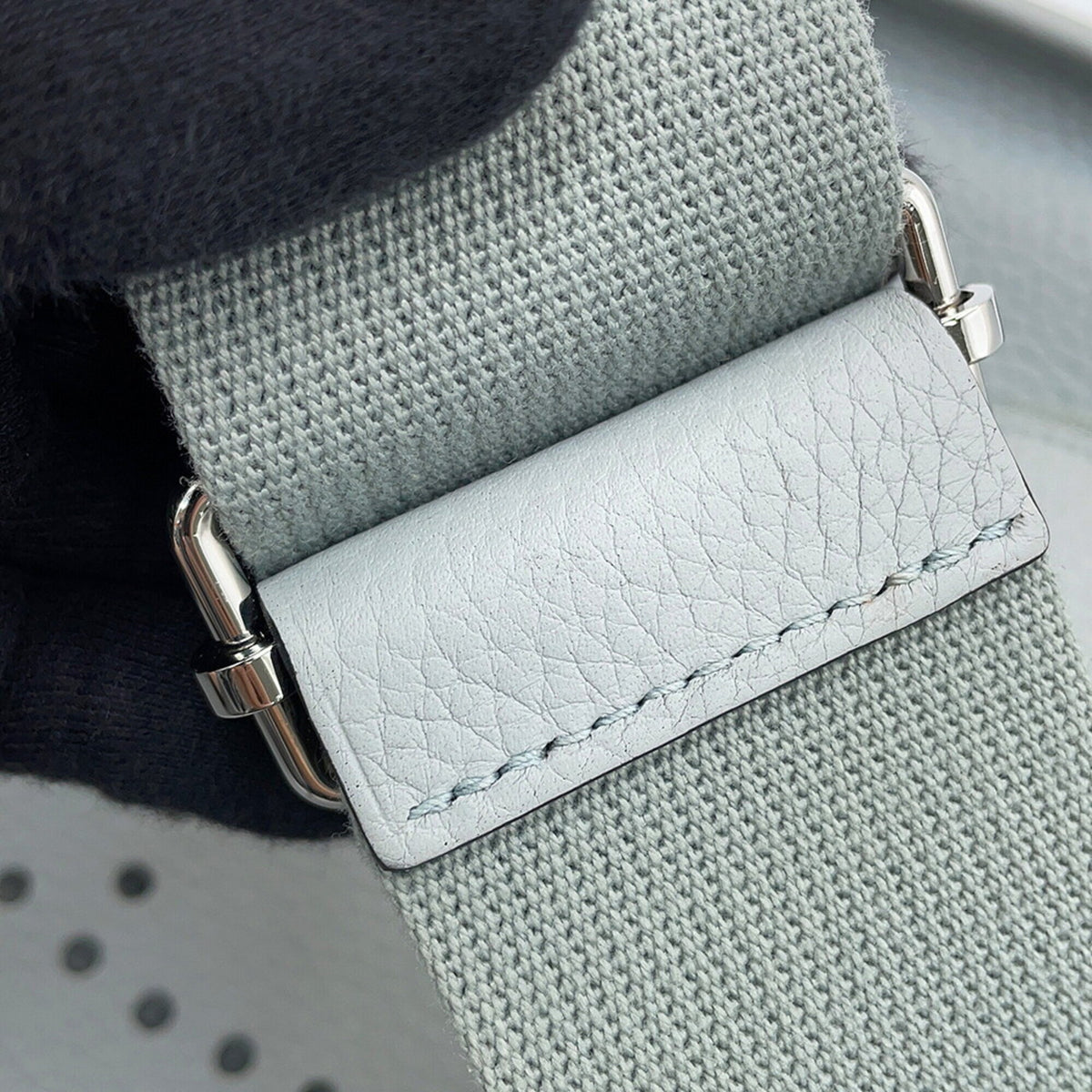 Hermes Blue Gray Taurillon Clemence Leather Shoulder Bag (Pre-Owned)